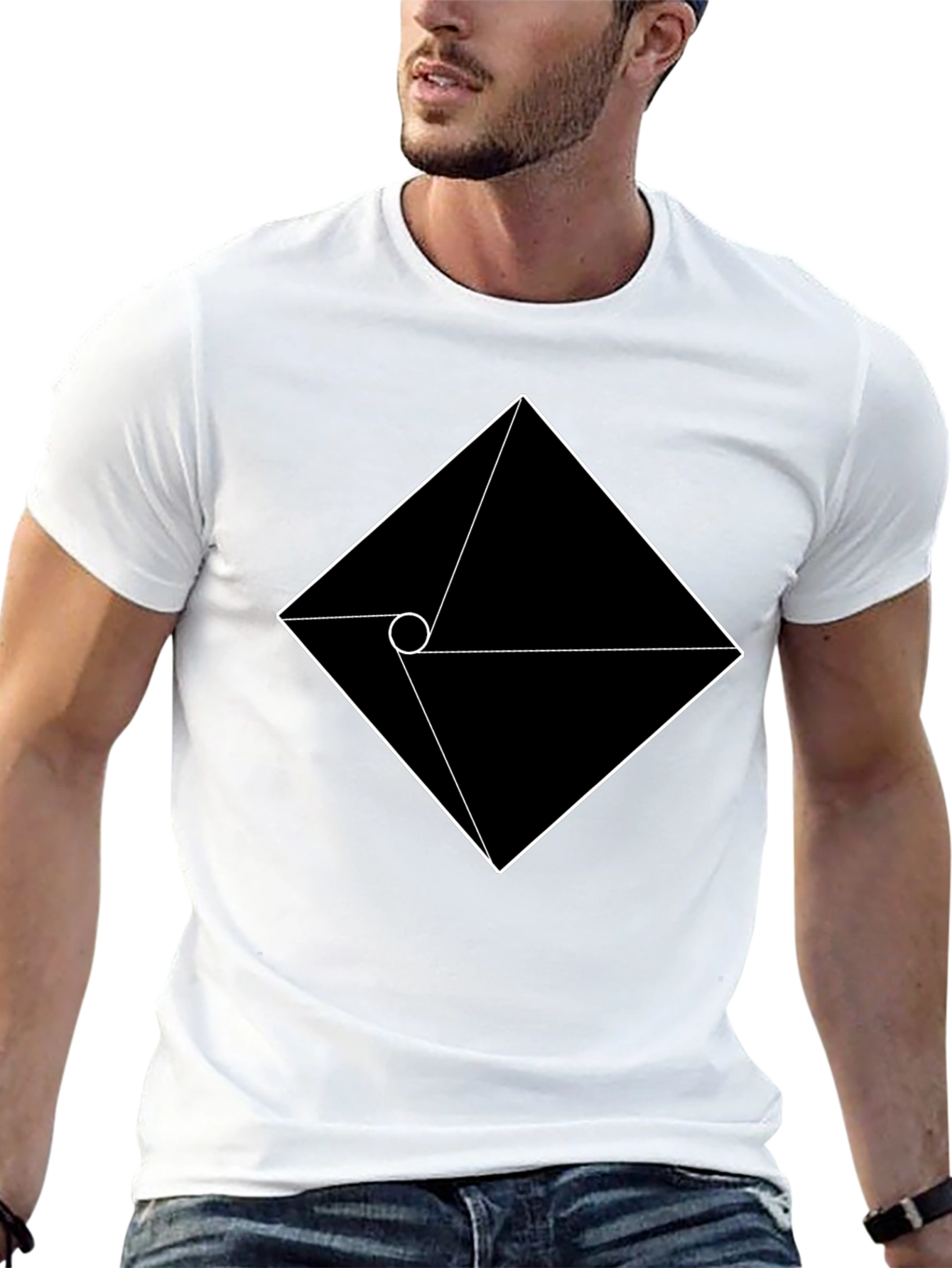 Geometric Graphic Tee - Modern Black T-Shirt