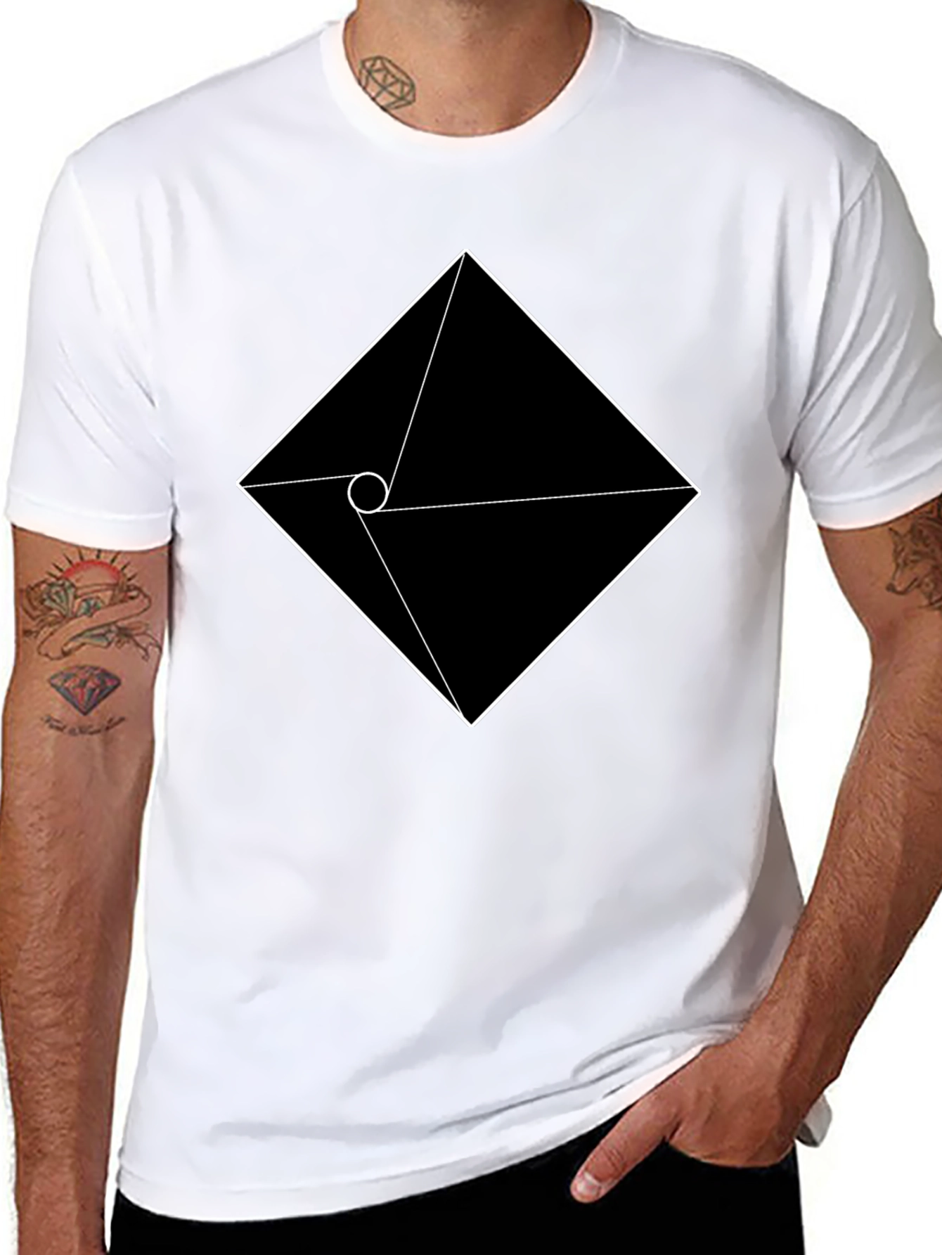 Geometric Graphic Tee - Modern Black T-Shirt