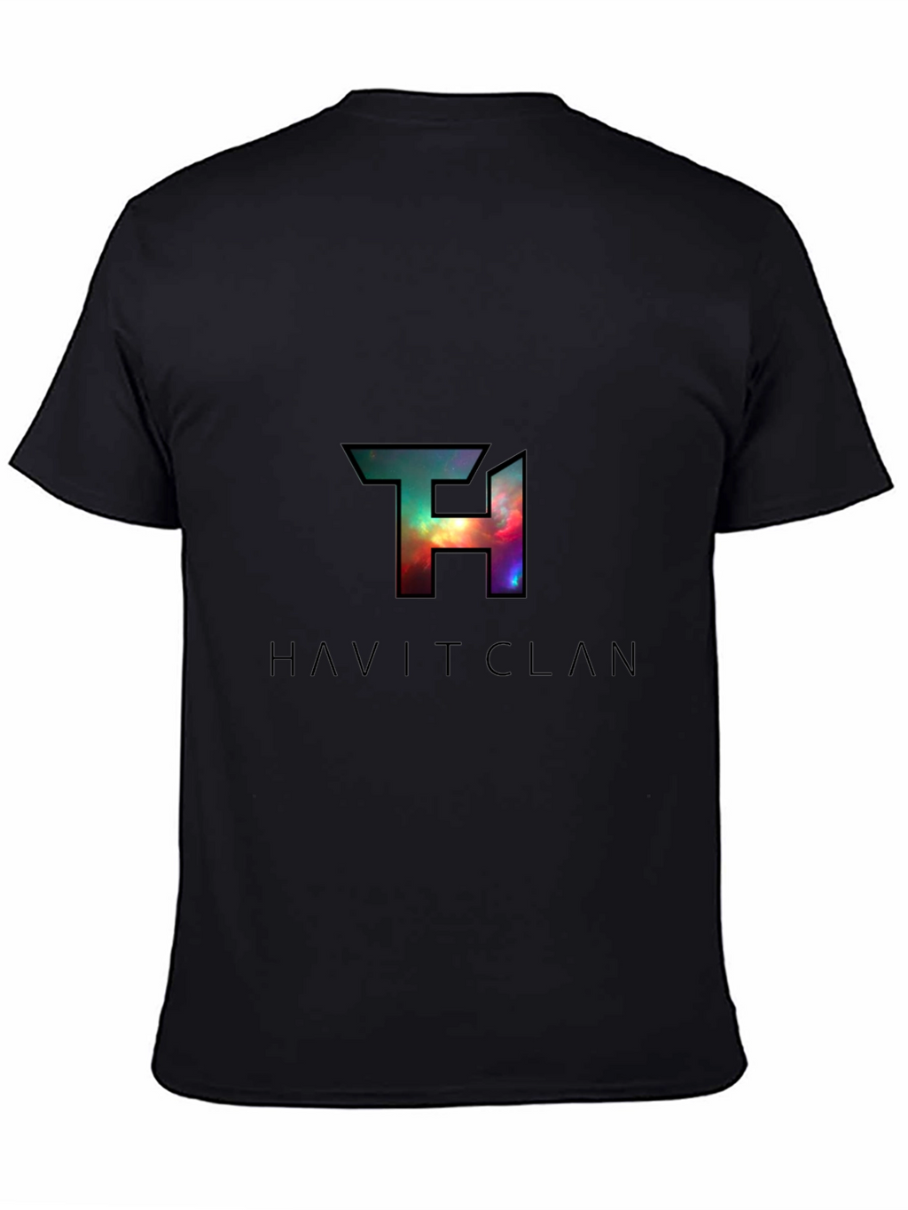 HAVITCLAN Black Graphic Tee - Galaxy Design