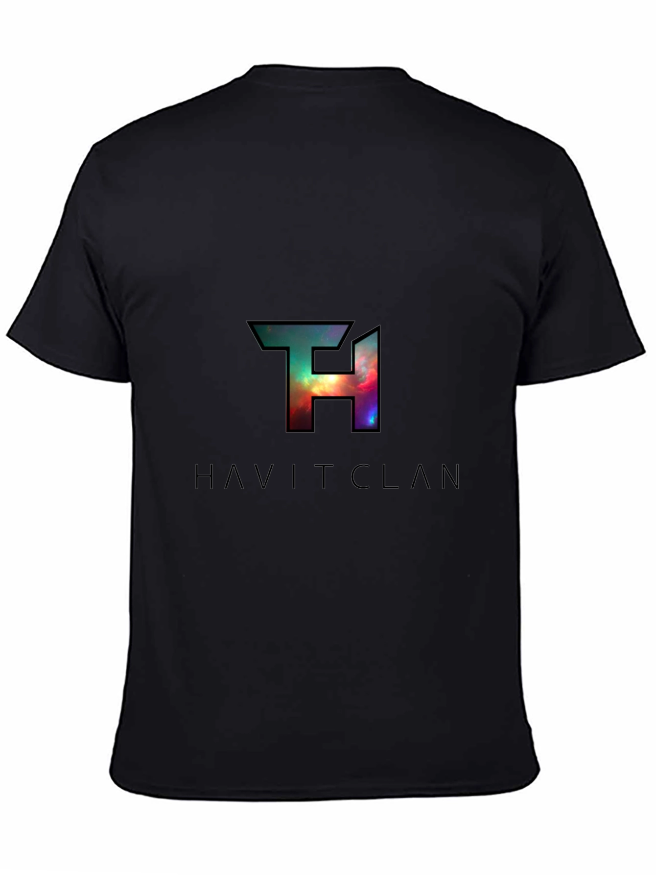 HAVITCLAN Black Graphic Tee - Galaxy Design