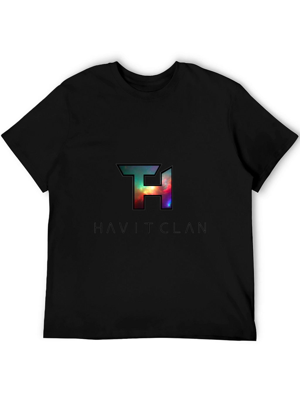 HAVITCLAN Black Graphic Tee - Galaxy Design