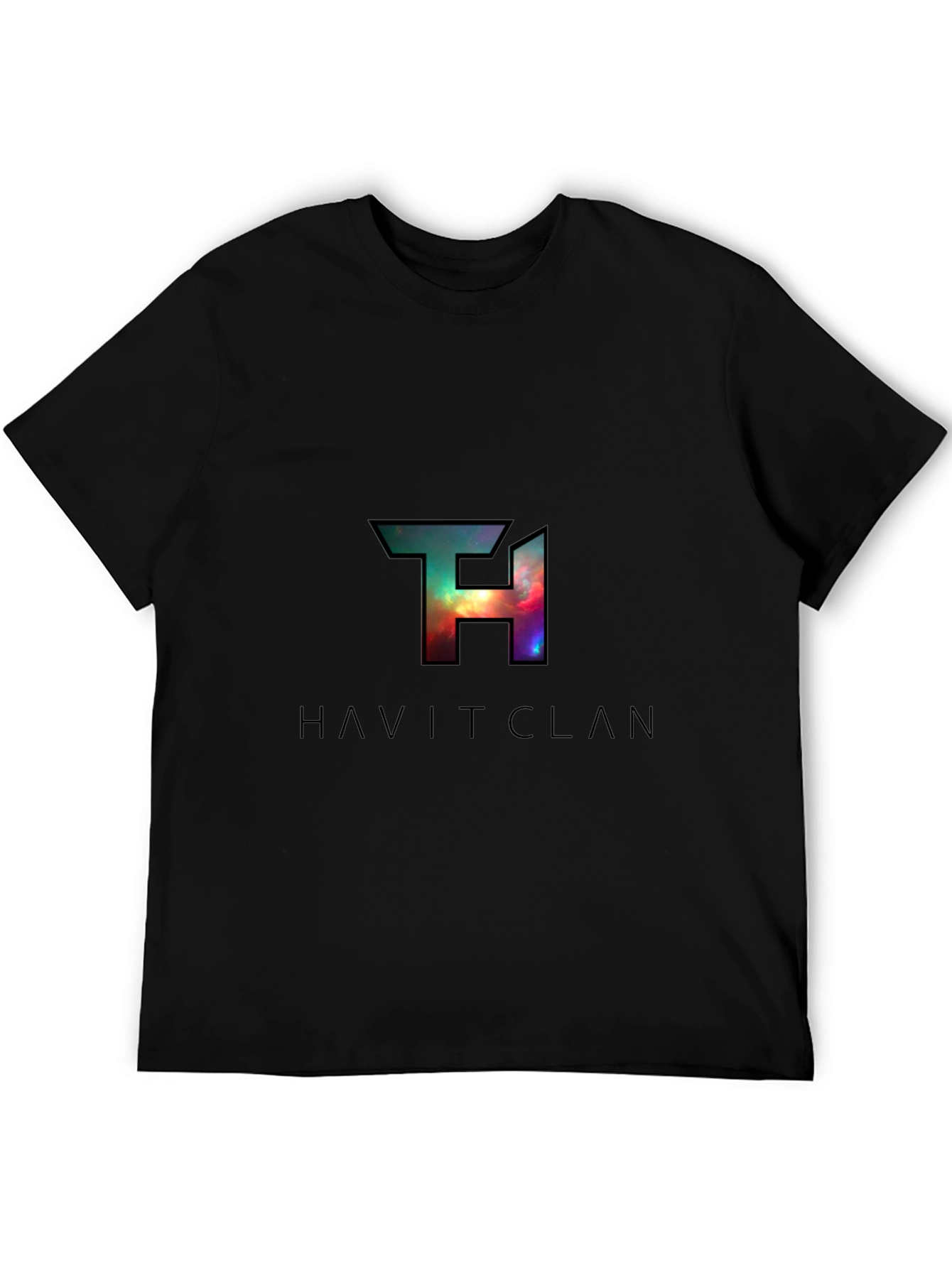 HAVITCLAN Black Graphic Tee - Galaxy Design