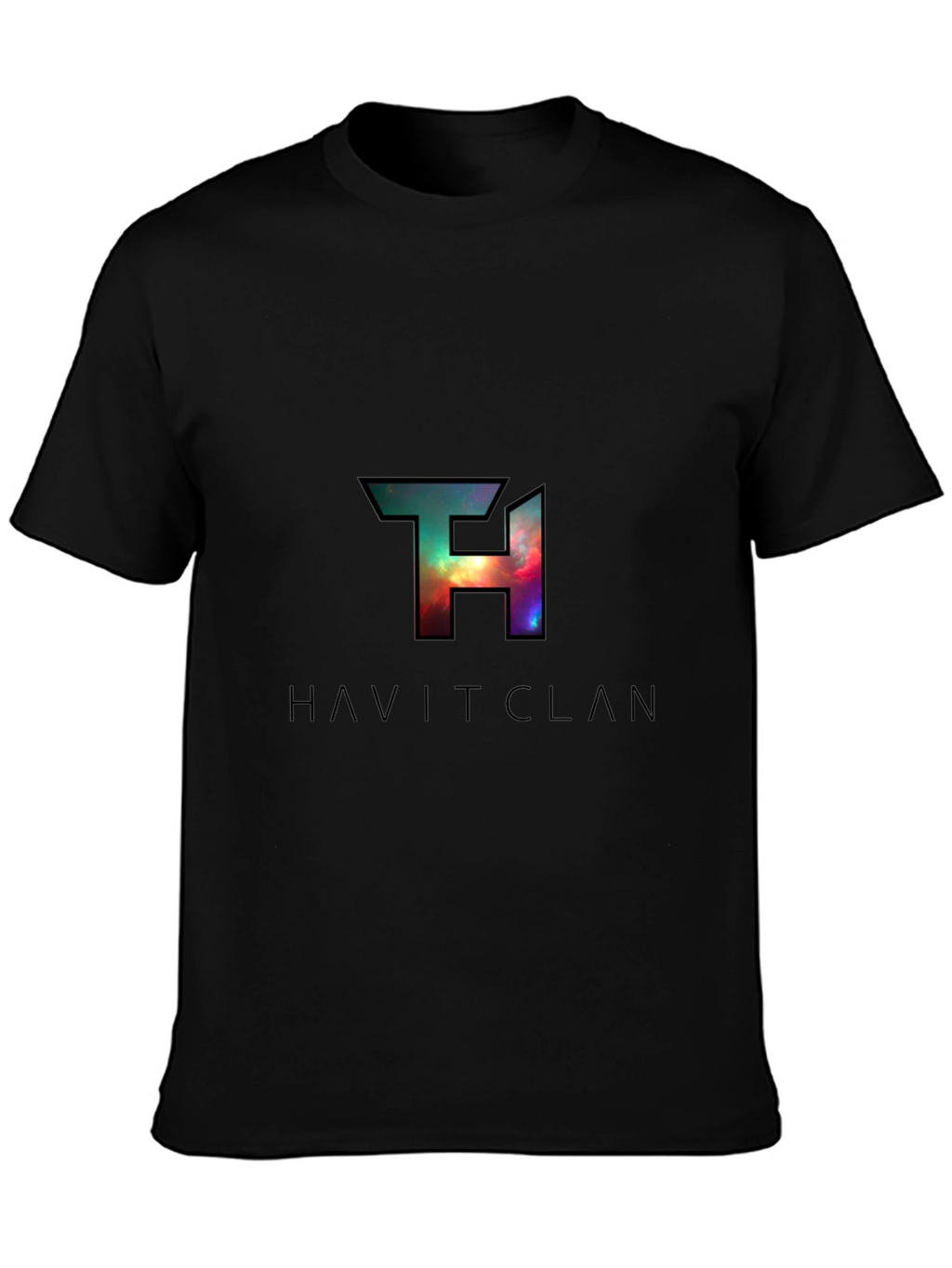 HAVITCLAN Black Graphic Tee - Galaxy Design