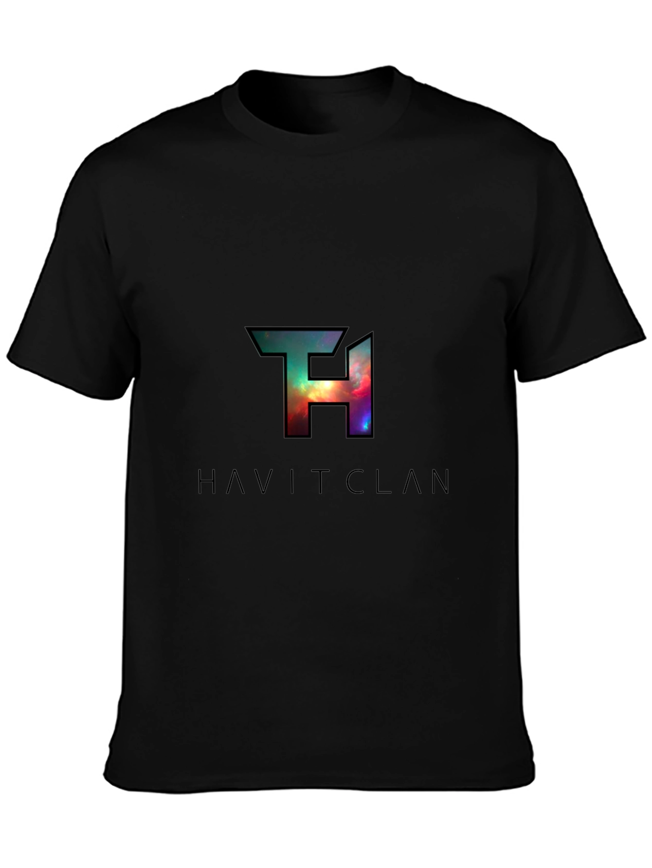 HAVITCLAN Black Graphic Tee - Galaxy Design