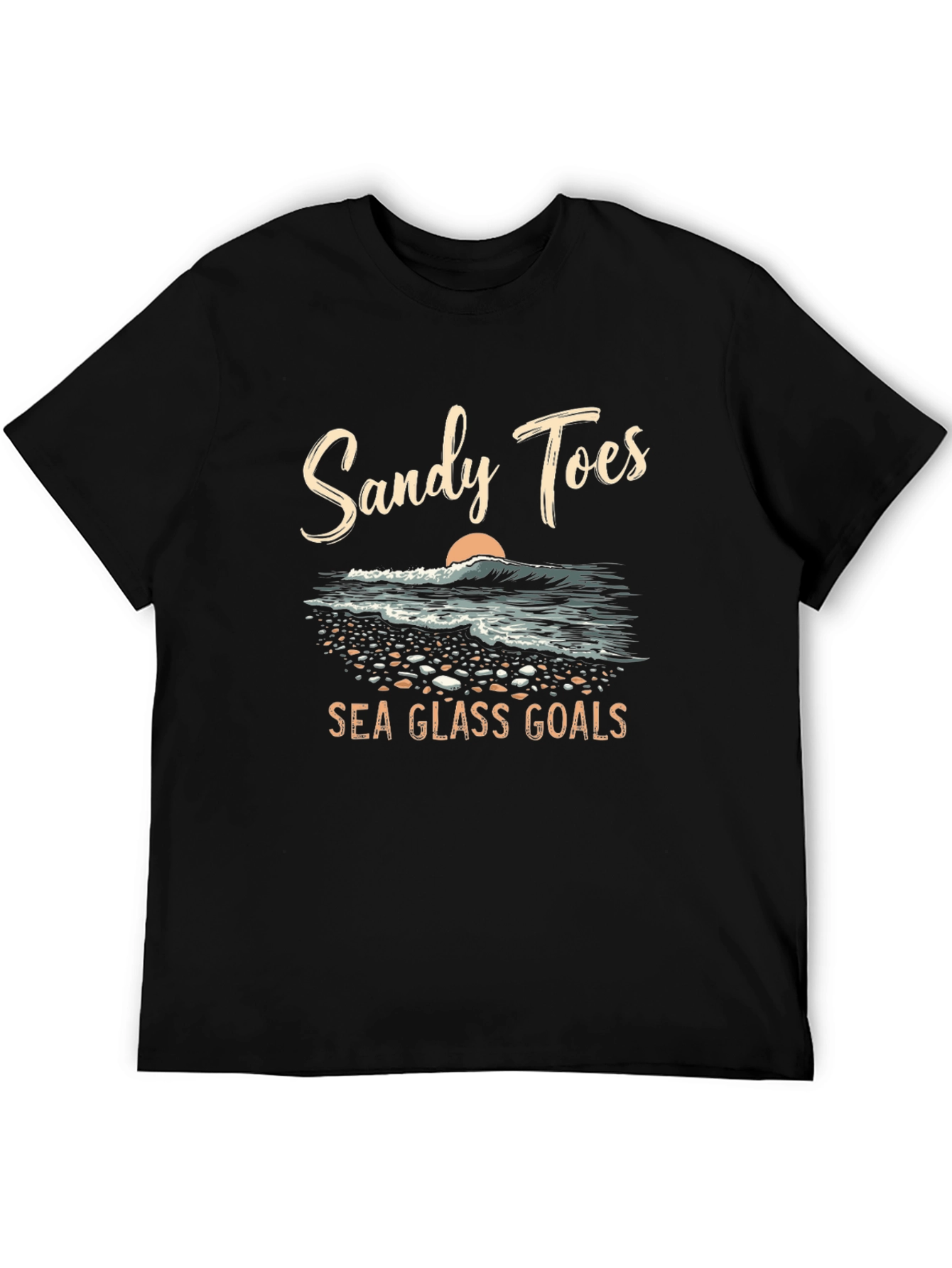 Sandy Toes Sea Glass Goals Black T-Shirt