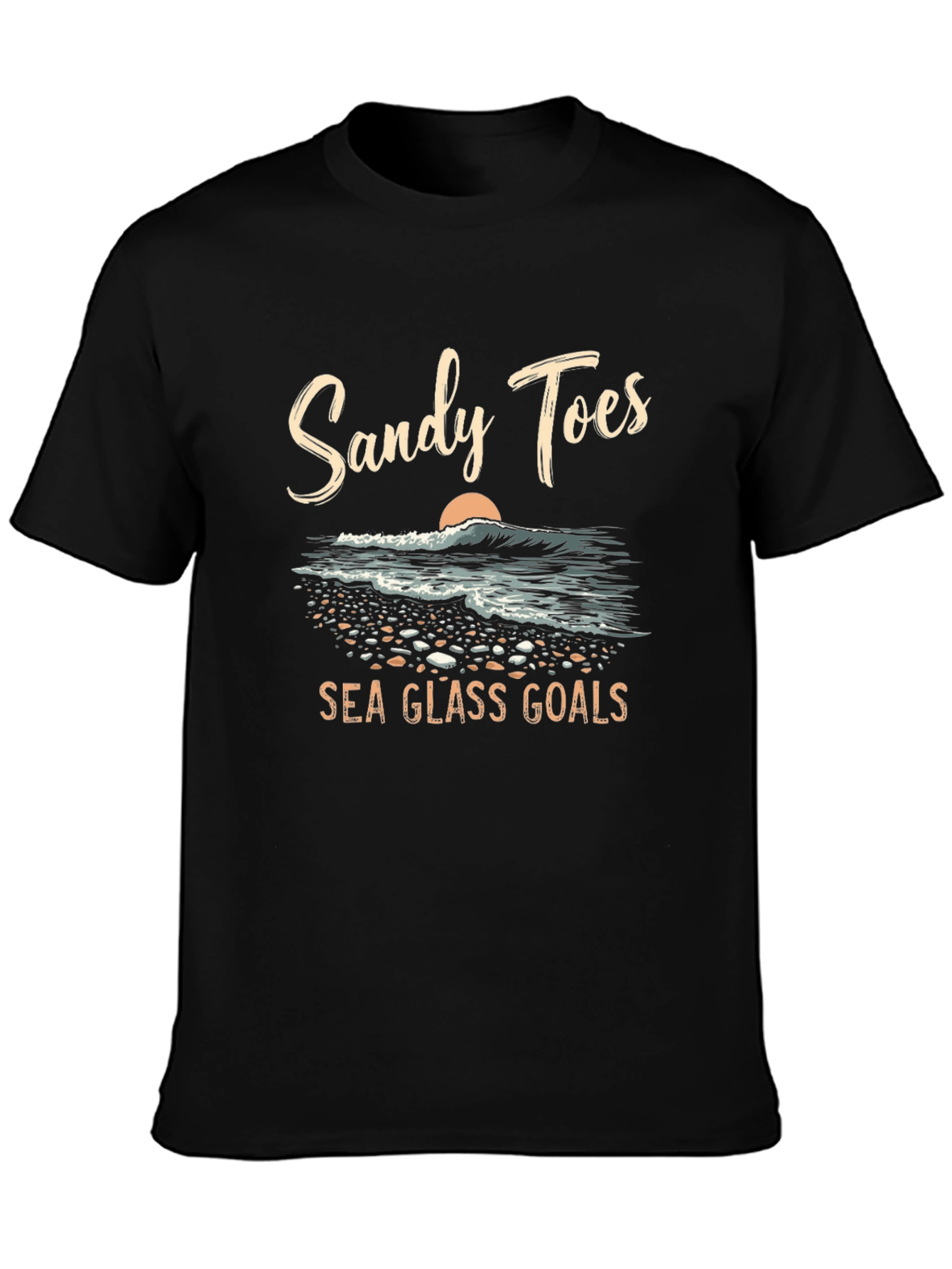 Sandy Toes Sea Glass Goals Black T-Shirt