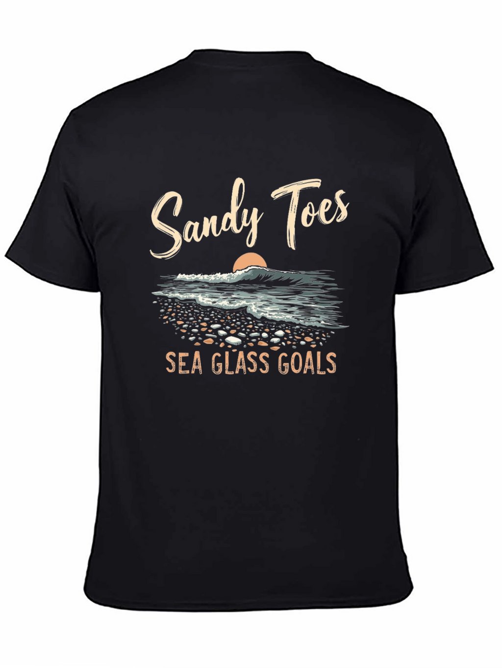Sandy Toes Sea Glass Goals Black T-Shirt