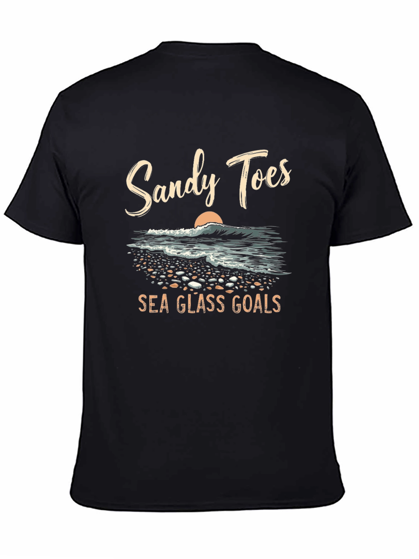 Sandy Toes Sea Glass Goals Black T-Shirt