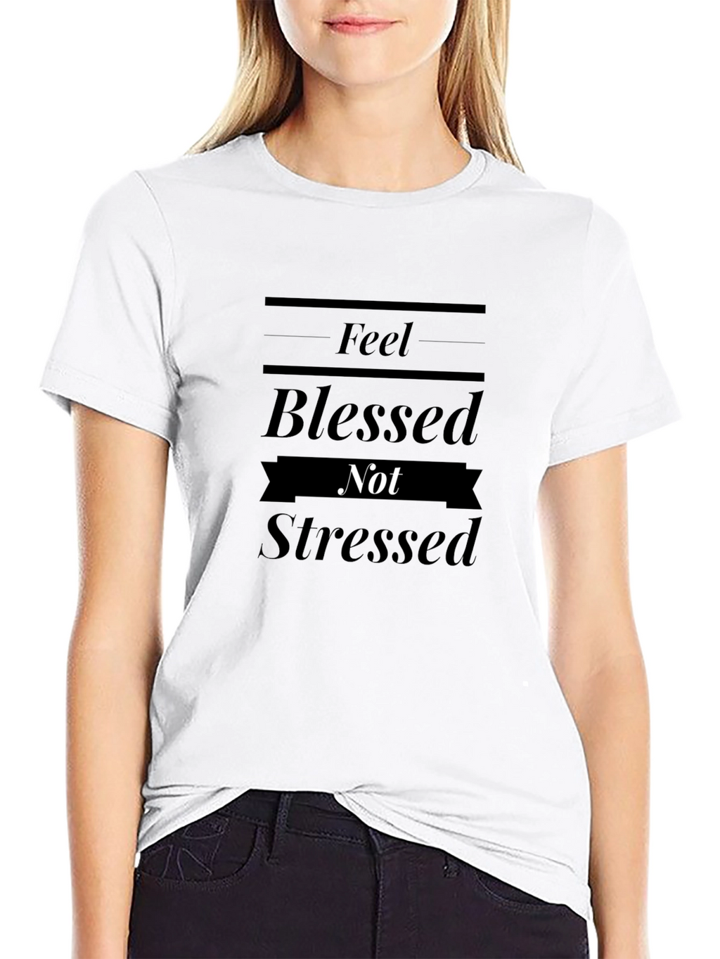 Blessed Not Stressed Black Graphic Tee Shirt