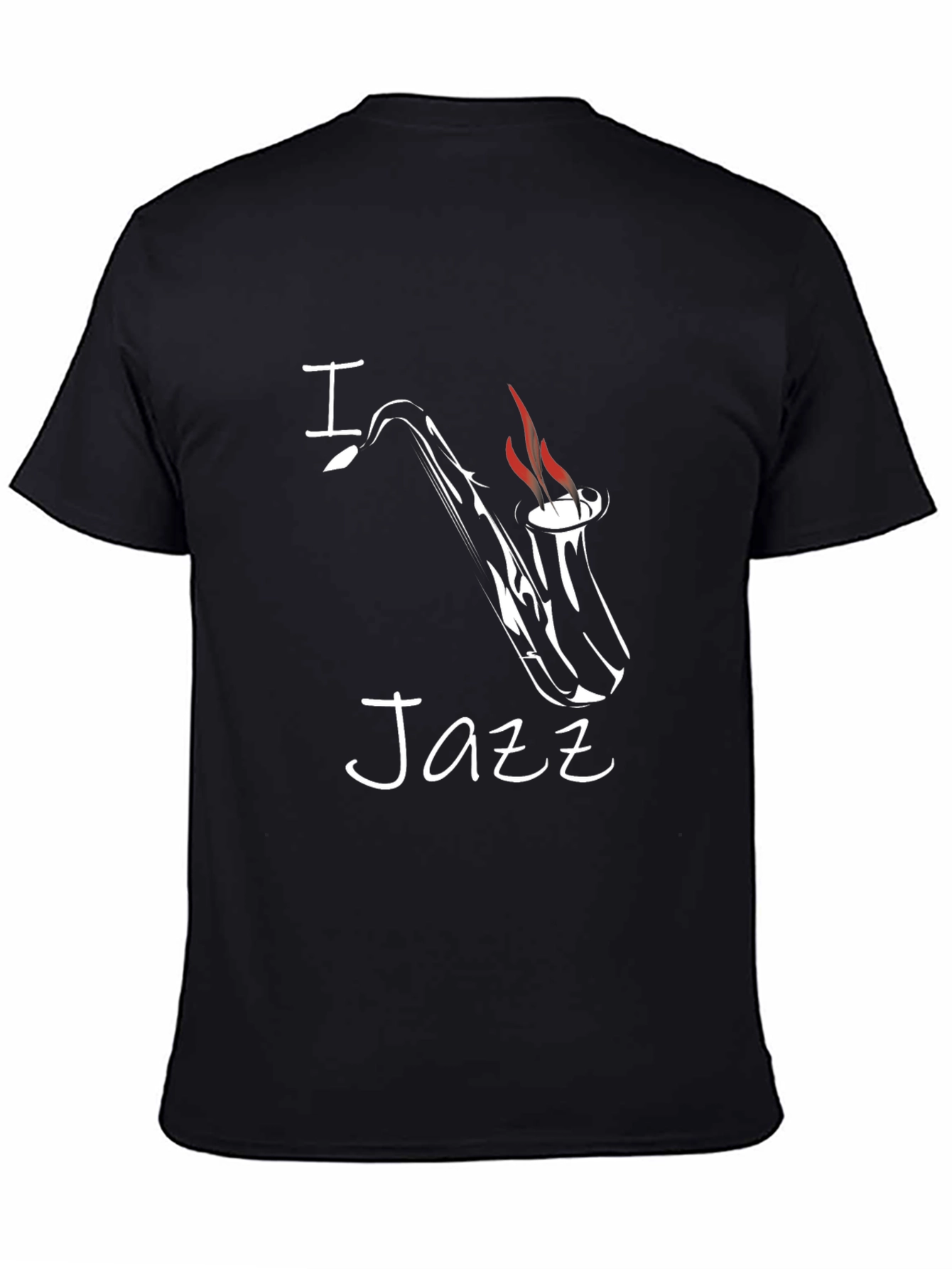 I Saxophone Jazz Graphic Tee - Black Cotton T-Shirt