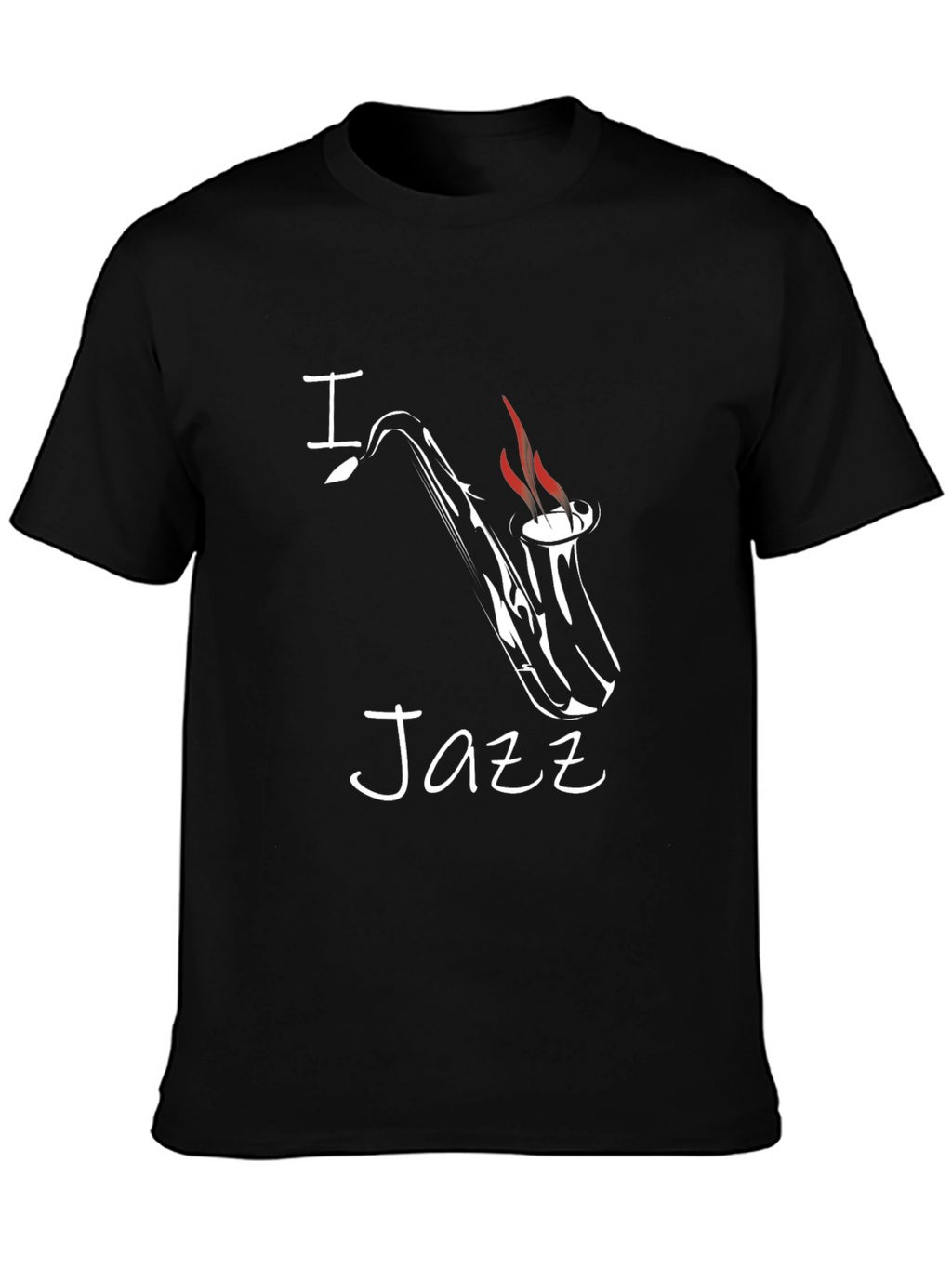 I Saxophone Jazz Graphic Tee - Black Cotton T-Shirt