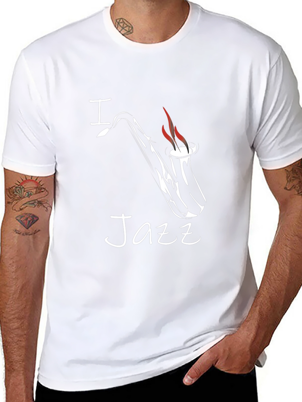 I Saxophone Jazz Graphic Tee - Black Cotton T-Shirt