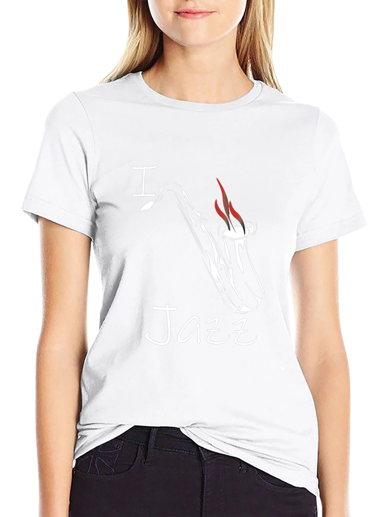 I Saxophone Jazz Graphic Tee - Black Cotton T-Shirt