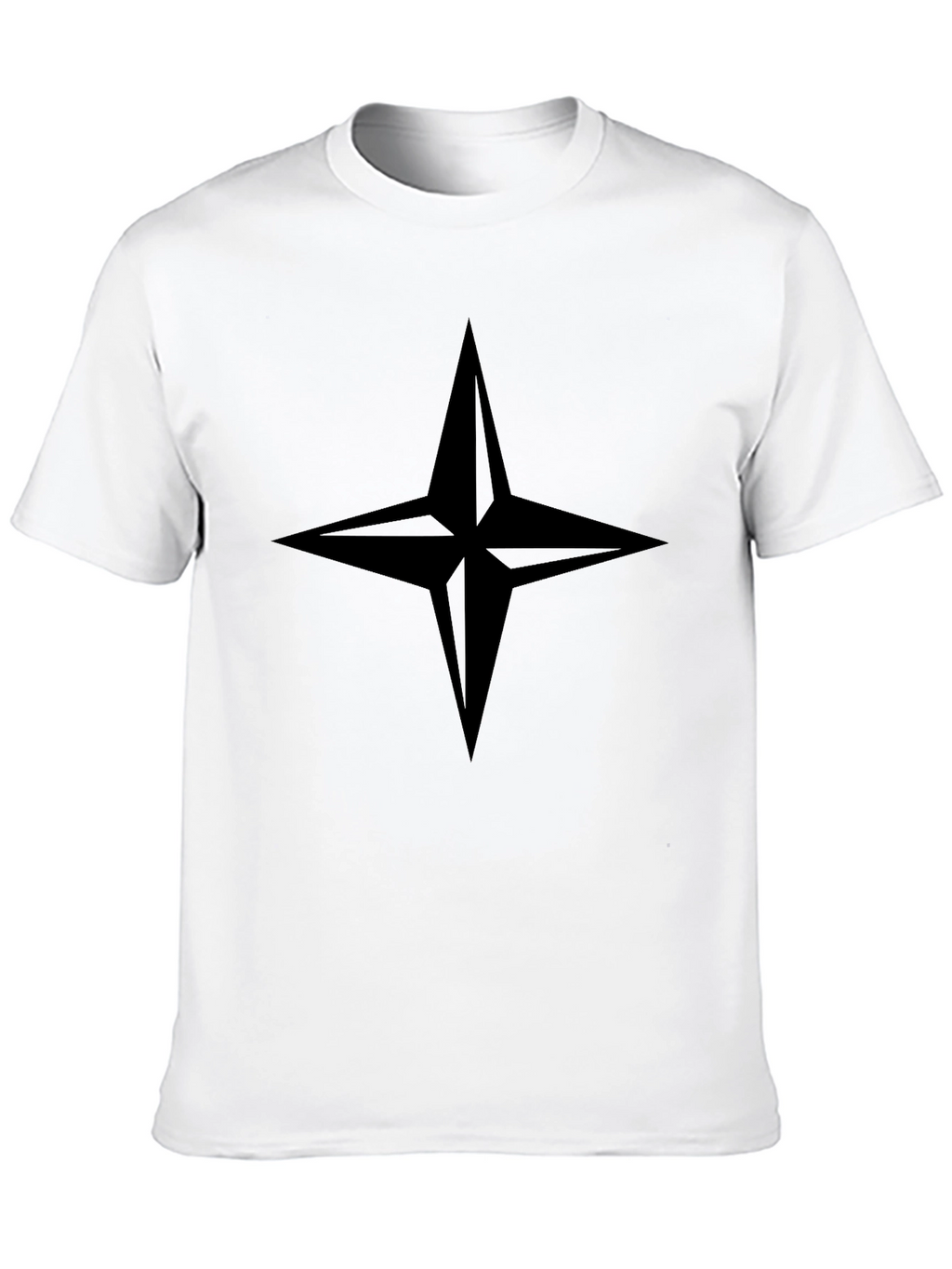 Stylish Black T-Shirt with Compass Star Design