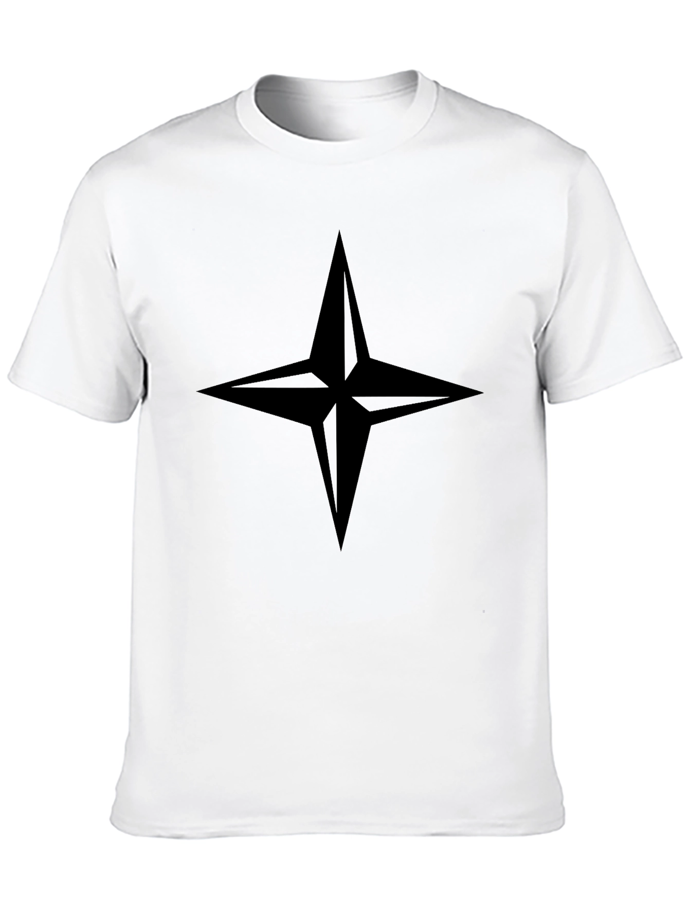 Stylish Black T-Shirt with Compass Star Design