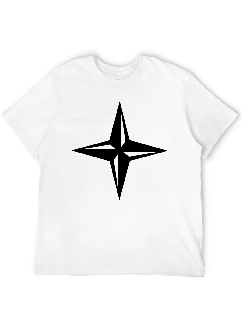 Stylish Black T-Shirt with Compass Star Design