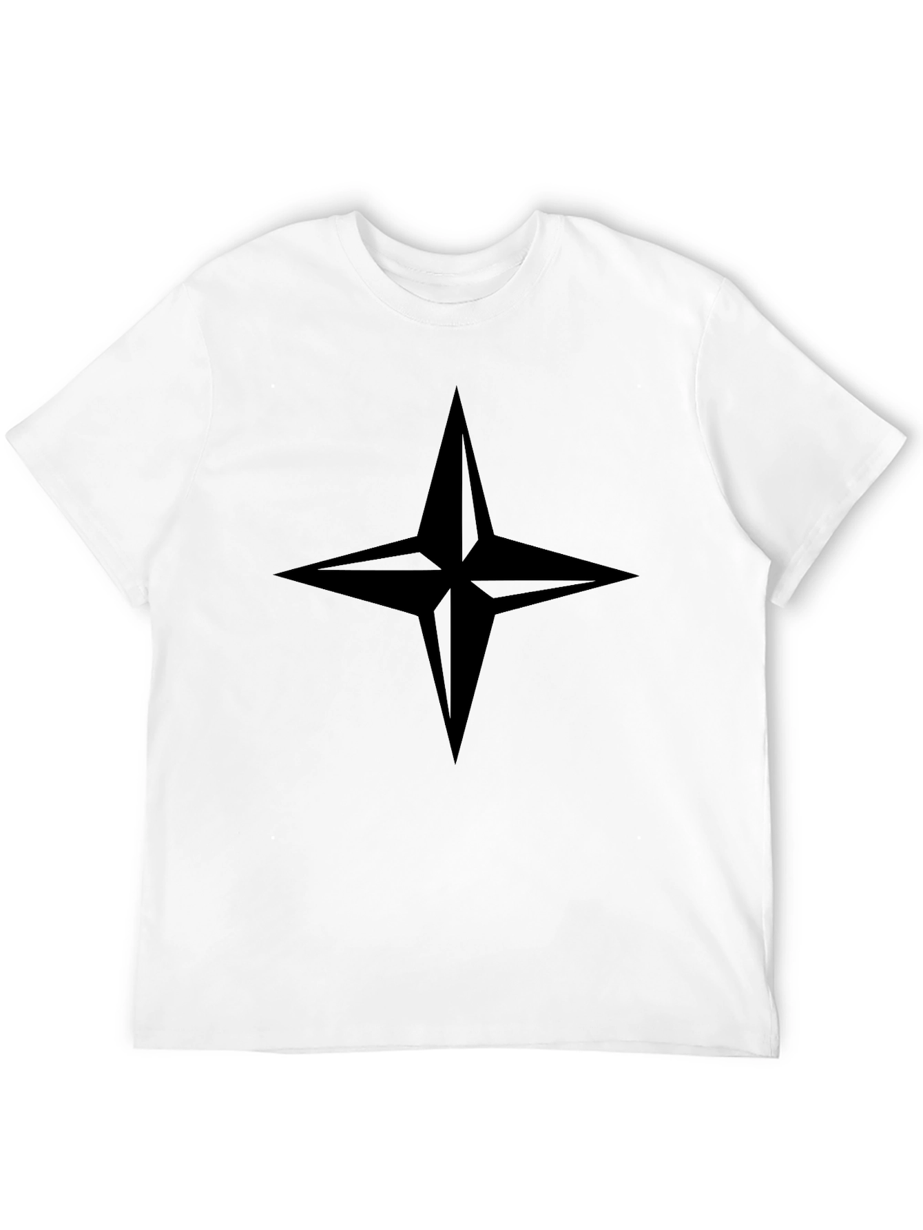 Stylish Black T-Shirt with Compass Star Design