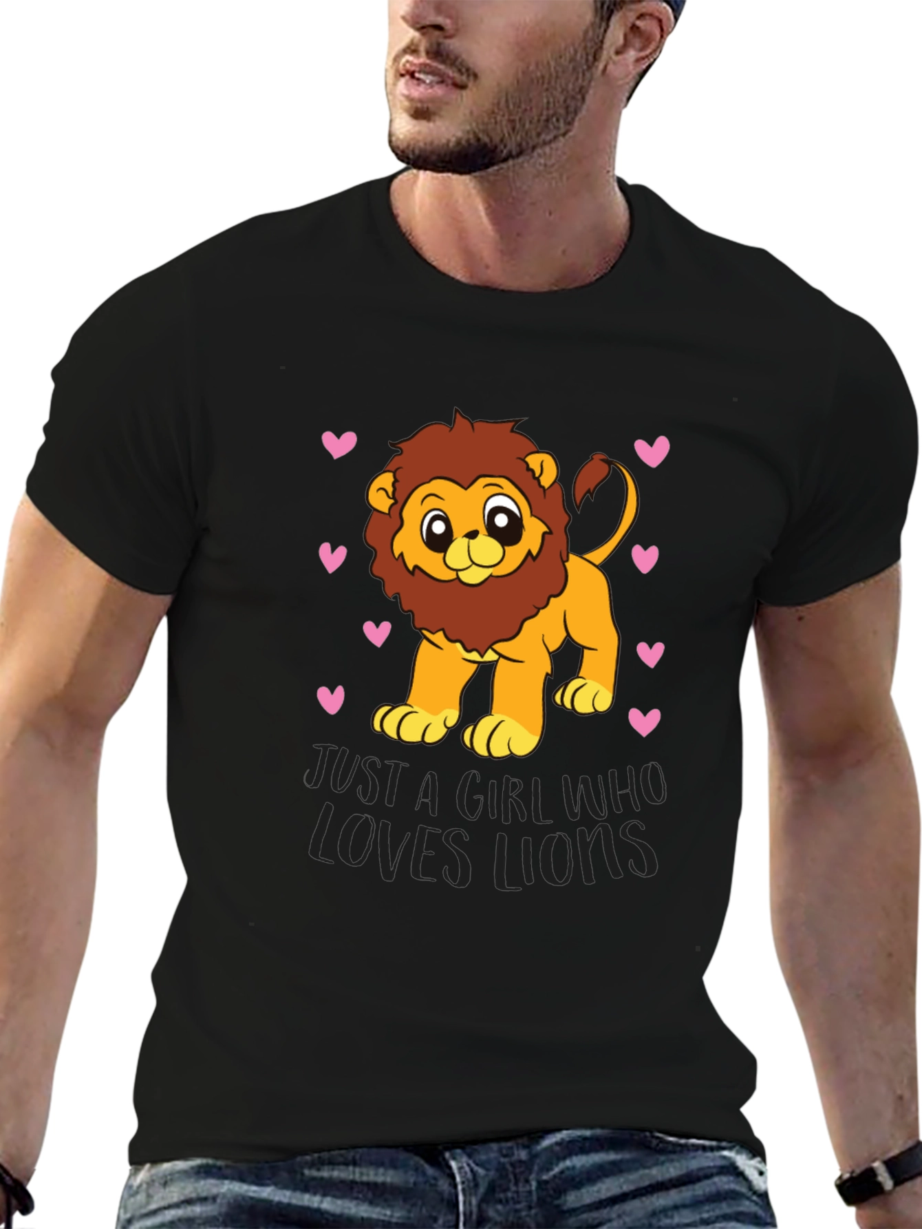 Cute Lion Lover Black T-Shirt