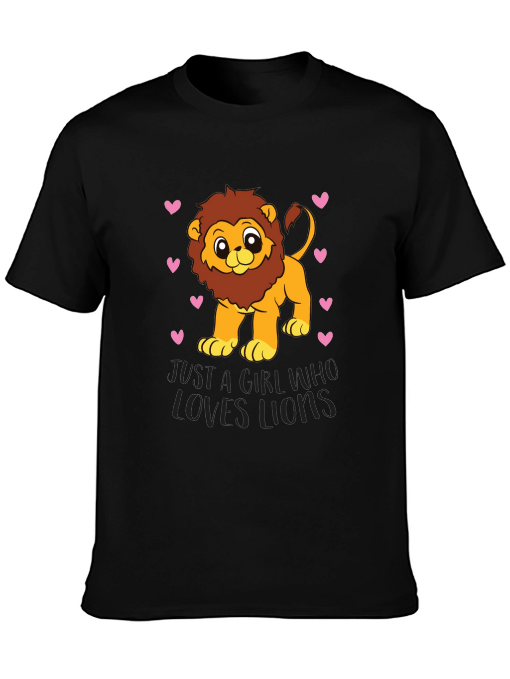 Cute Lion Lover Black T-Shirt