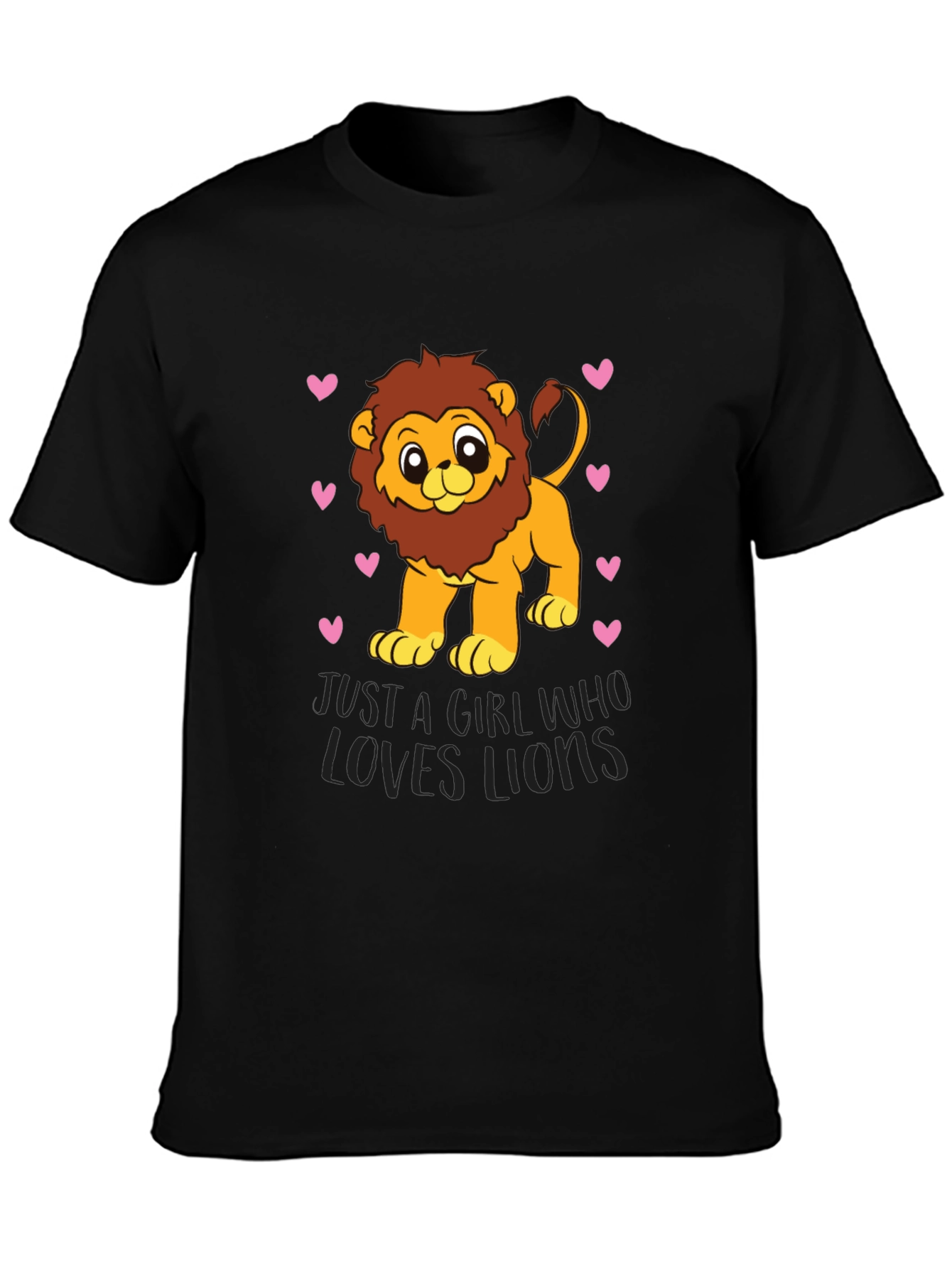 Cute Lion Lover Black T-Shirt