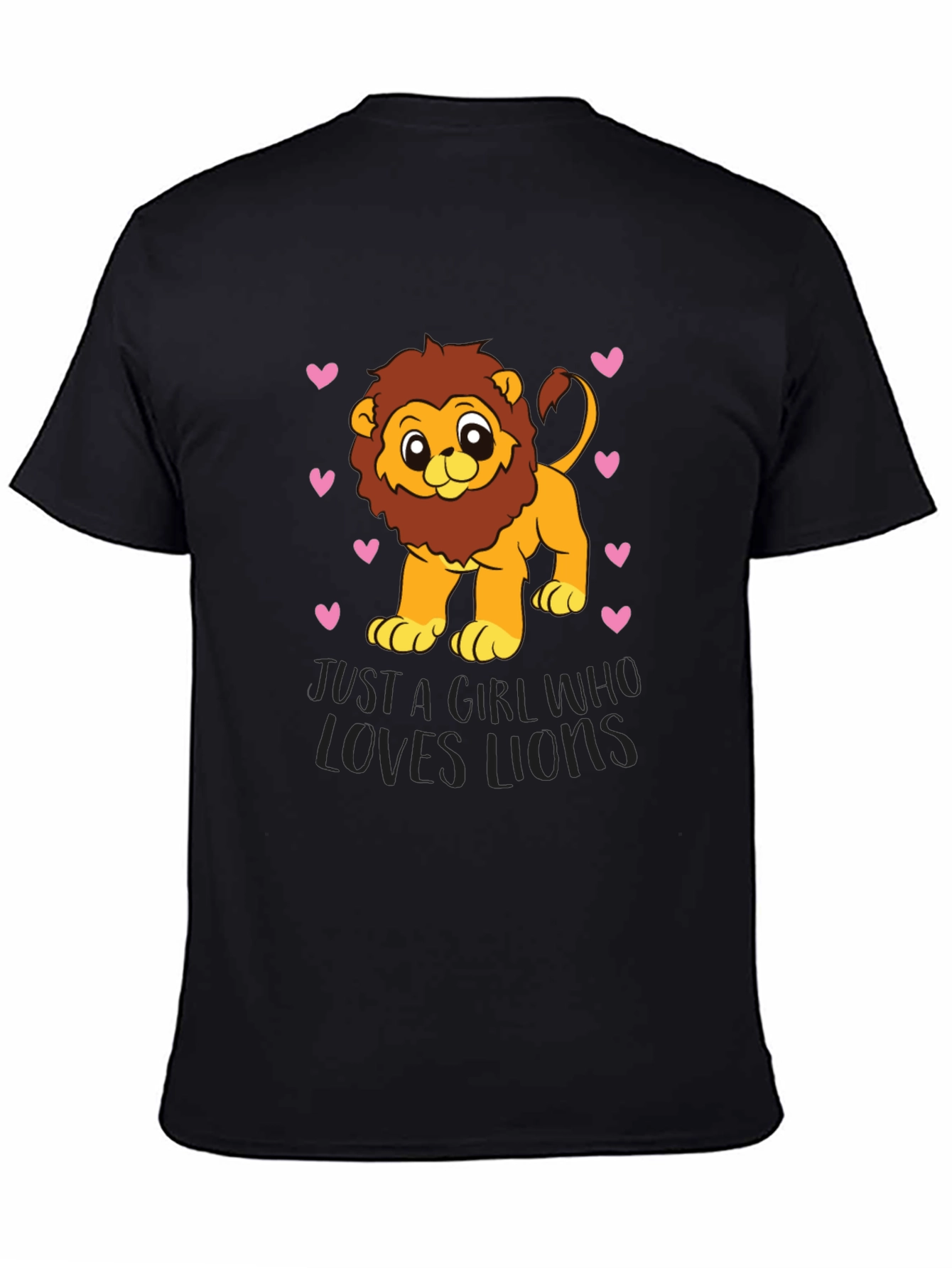 Cute Lion Lover Black T-Shirt
