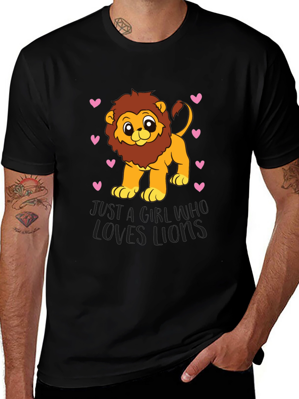 Cute Lion Lover Black T-Shirt