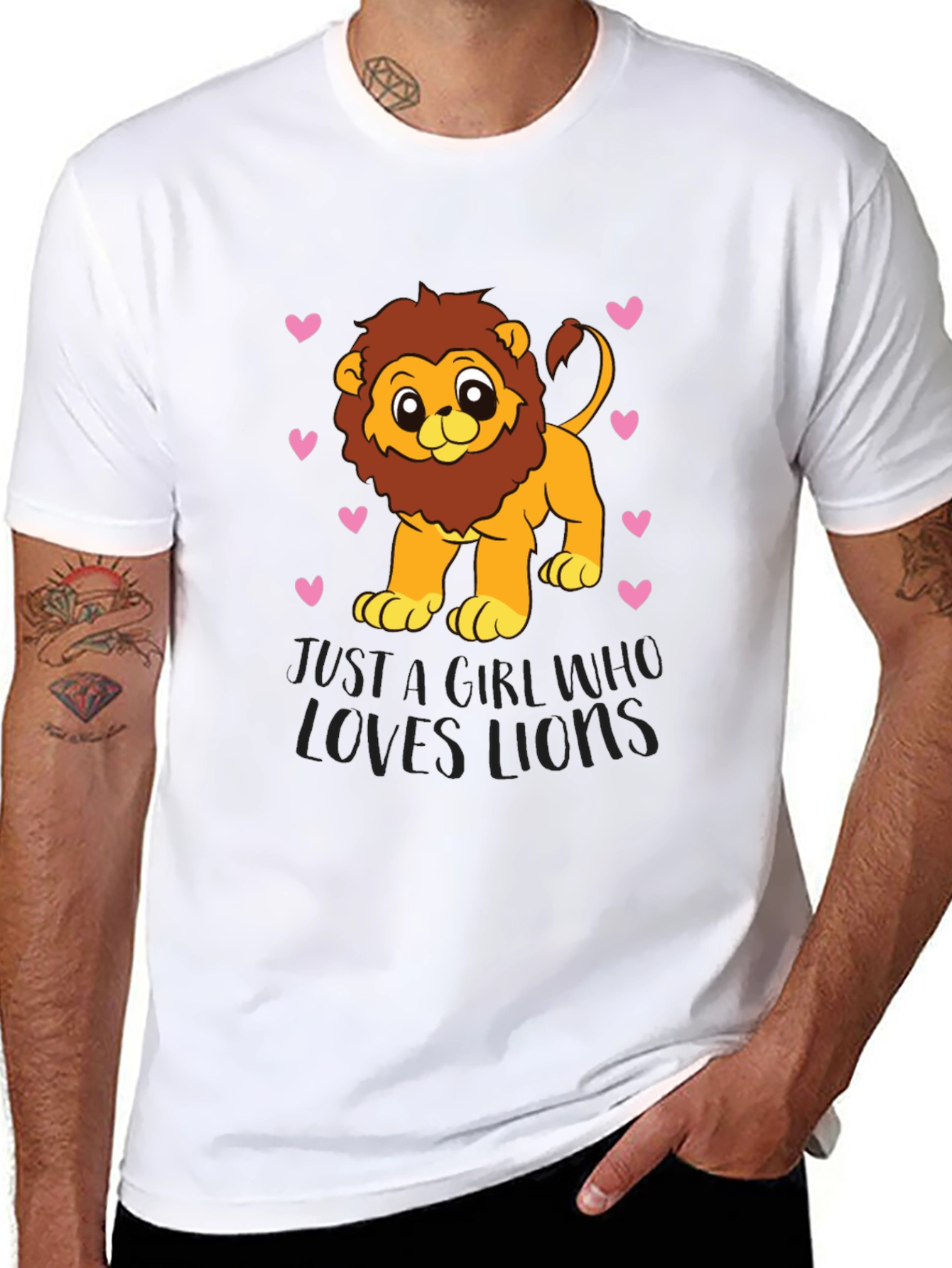 Cute Lion Lover Black T-Shirt