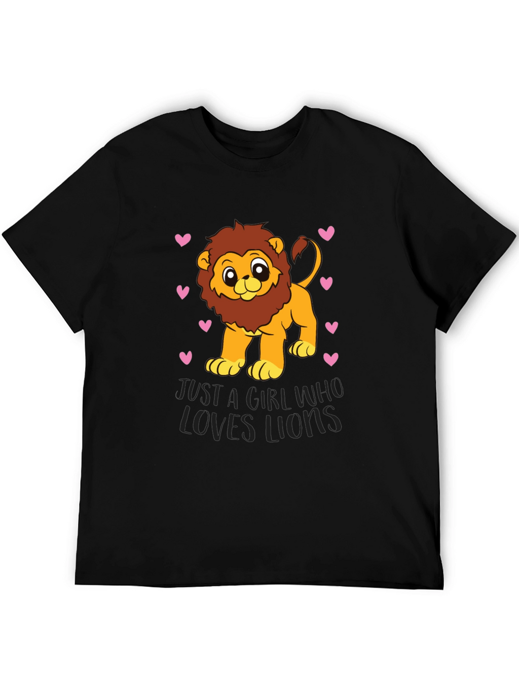 Cute Lion Lover Black T-Shirt