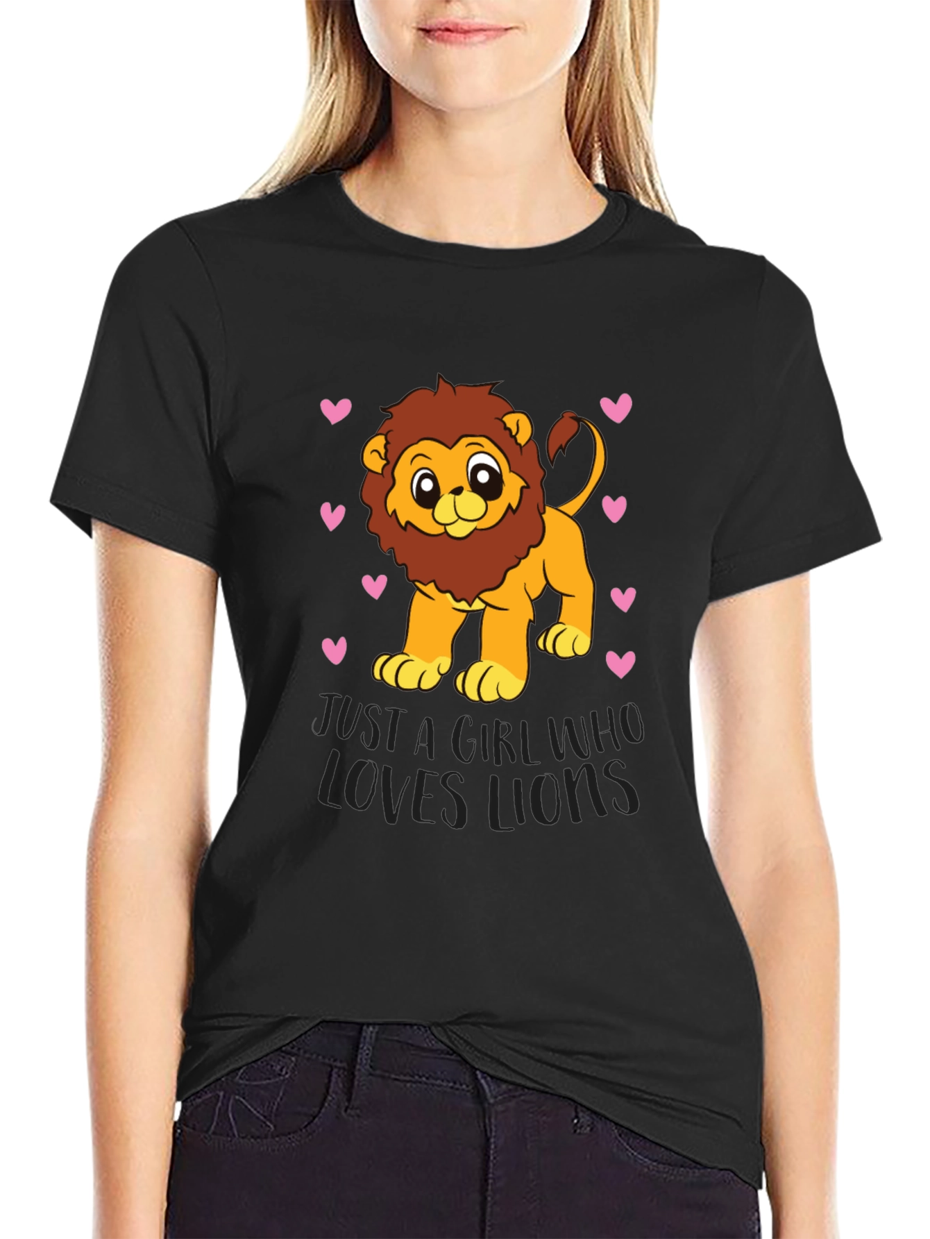 Cute Lion Lover Black T-Shirt