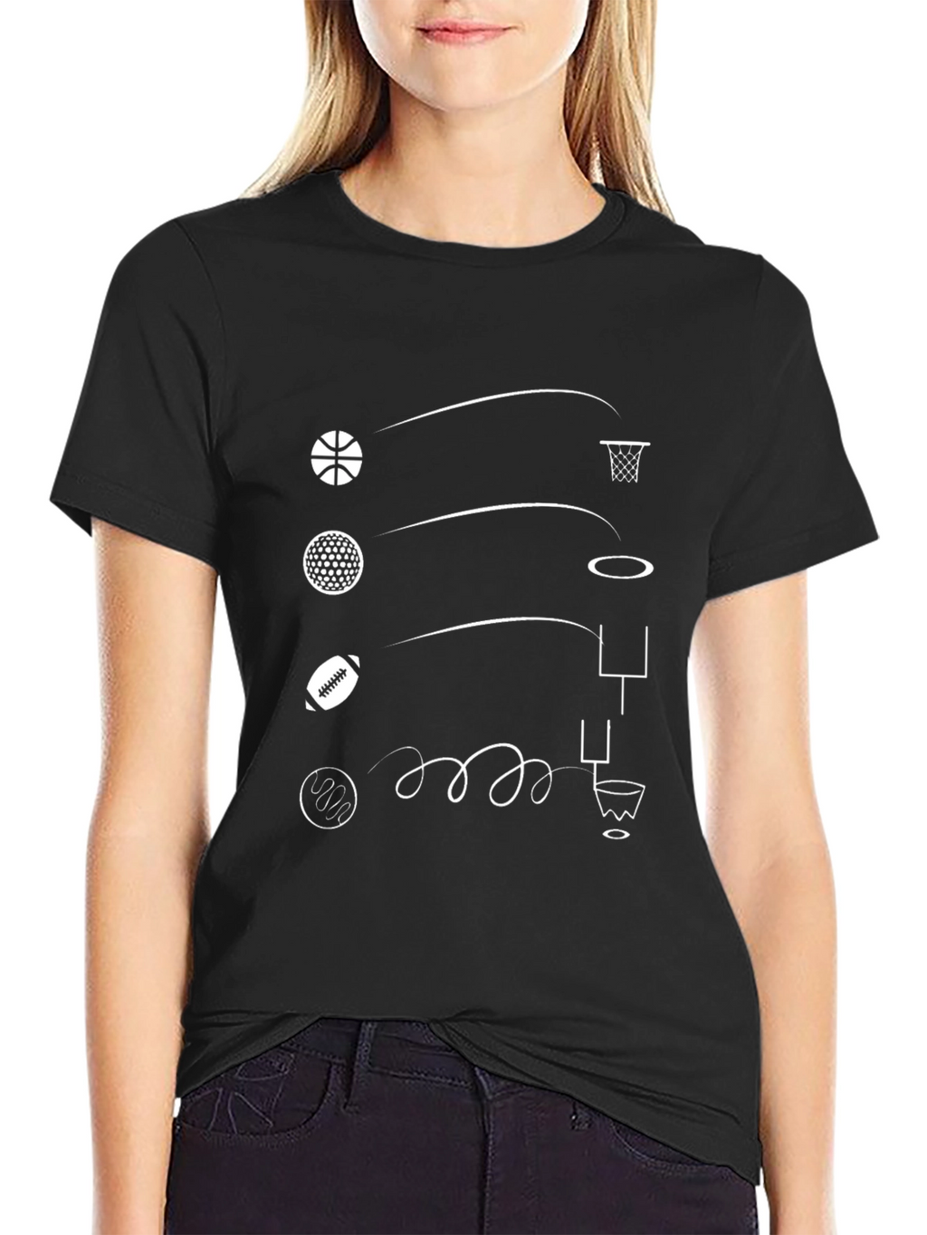 Sports Trajectory Tee - Black Graphic T-Shirt