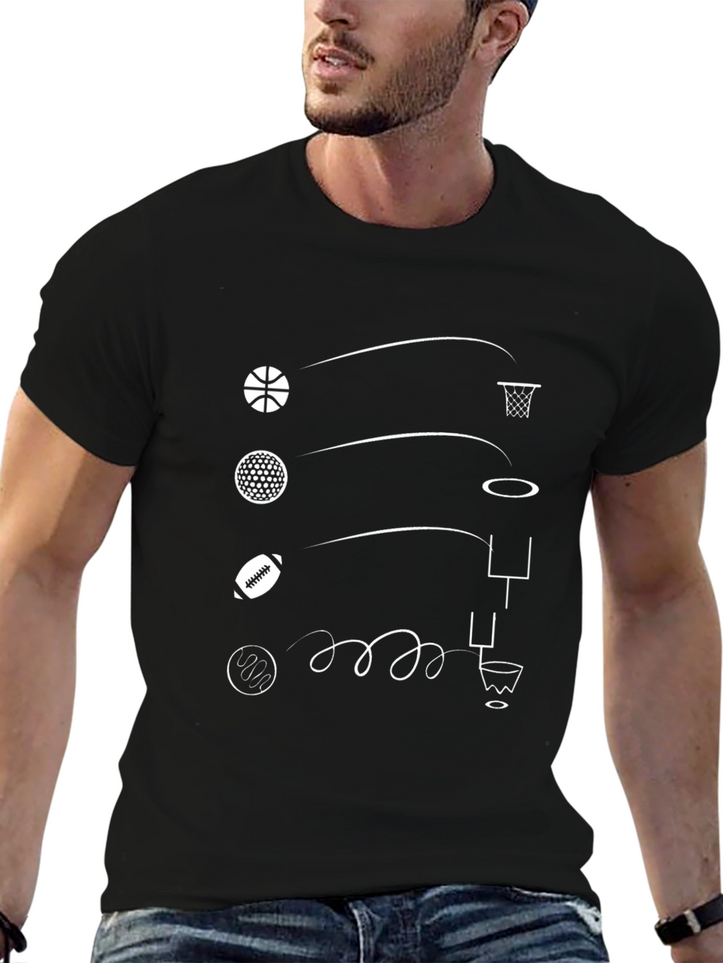 Sports Trajectory Tee - Black Graphic T-Shirt