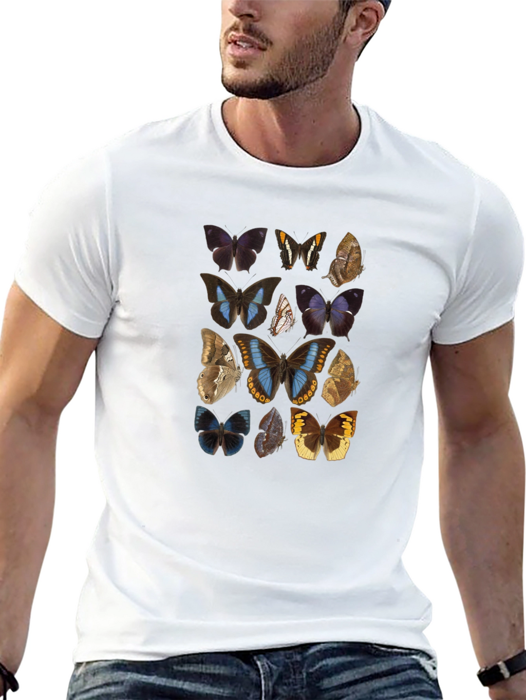 Butterfly Print Graphic Tee - Black