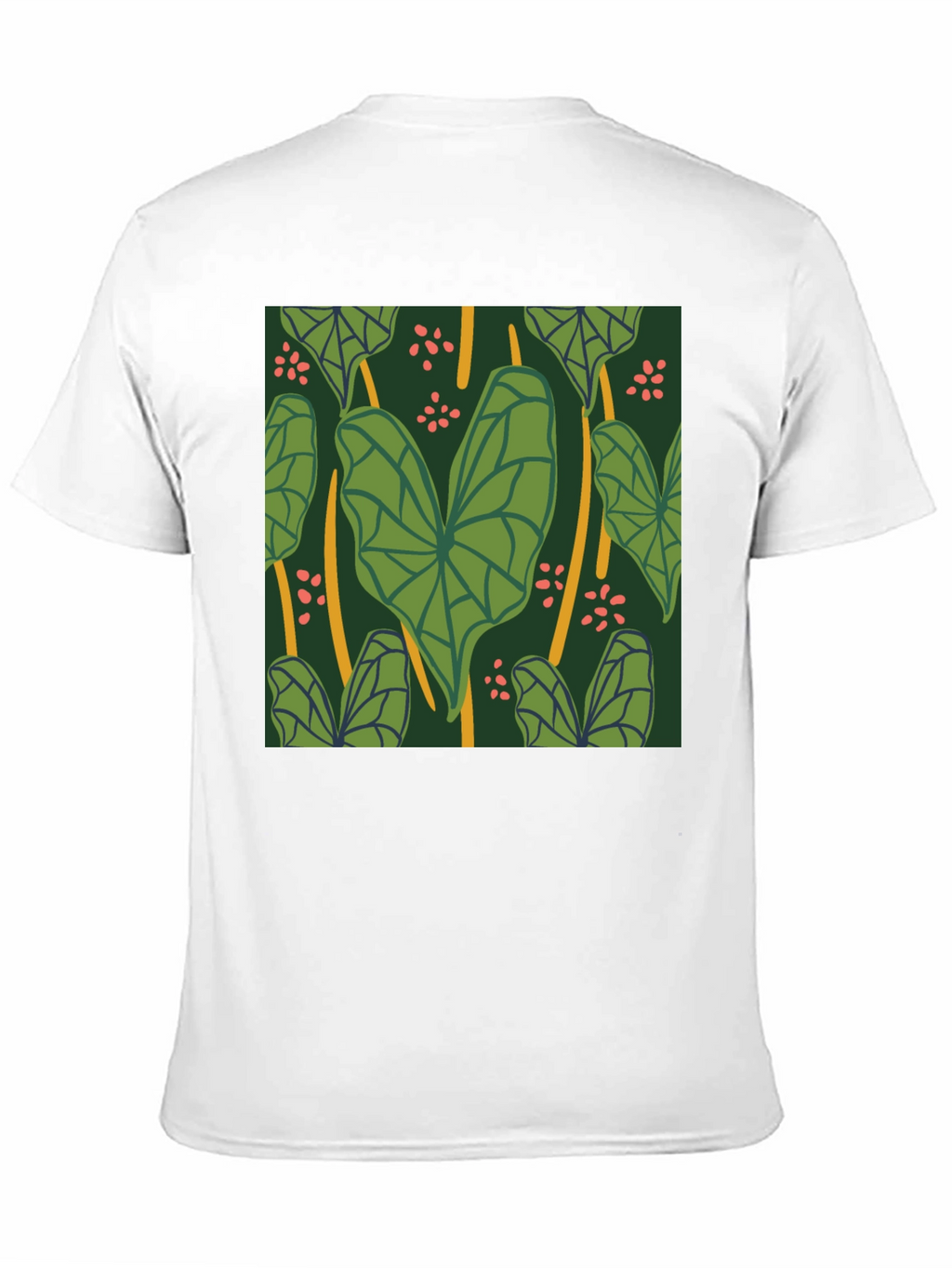 Tropical Leaf Pattern Black T-Shirt