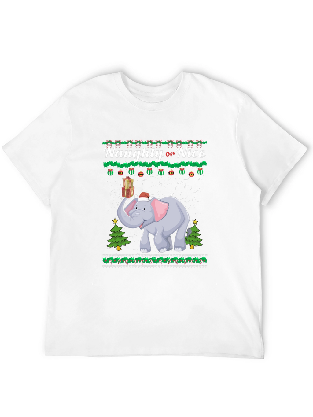 Naughty or Nice Christmas Elephant Graphic T-Shirt