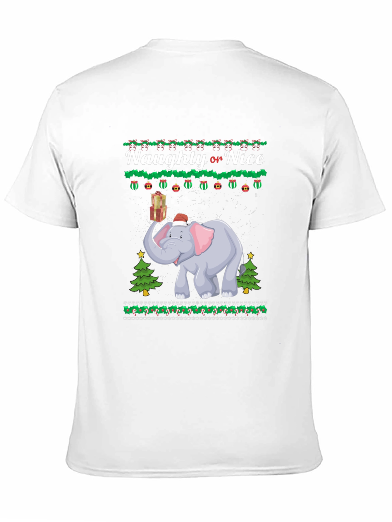 Naughty or Nice Christmas Elephant Graphic T-Shirt