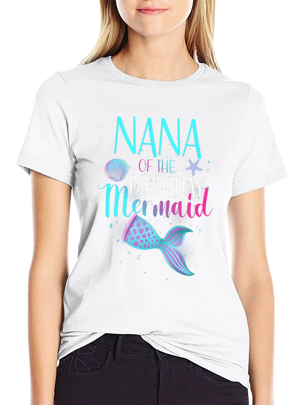 Nana of the Birthday Mermaid Black T-Shirt