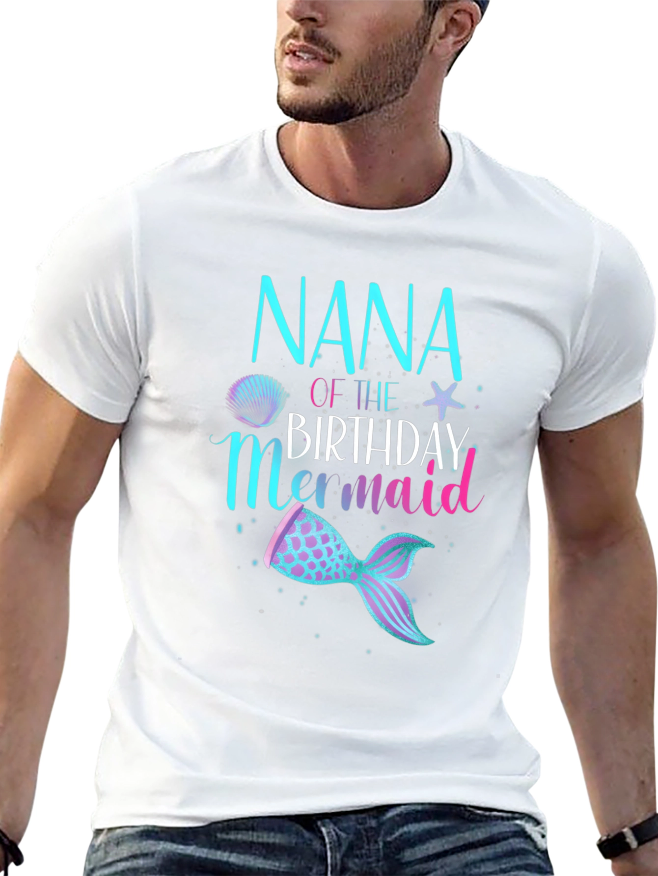 Nana of the Birthday Mermaid Black T-Shirt