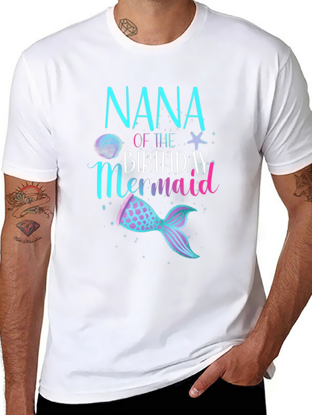 Nana of the Birthday Mermaid Black T-Shirt