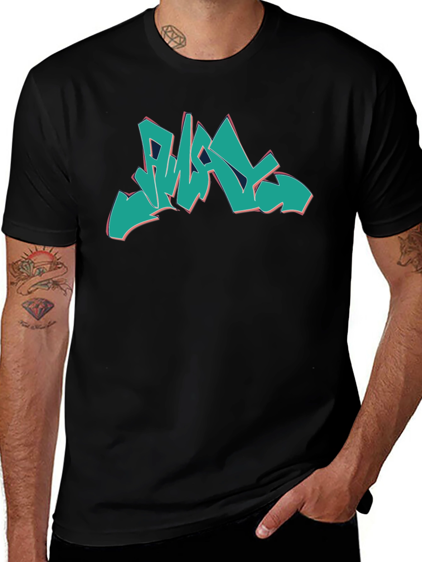 Graffiti Style Graphic Print Black T-Shirt