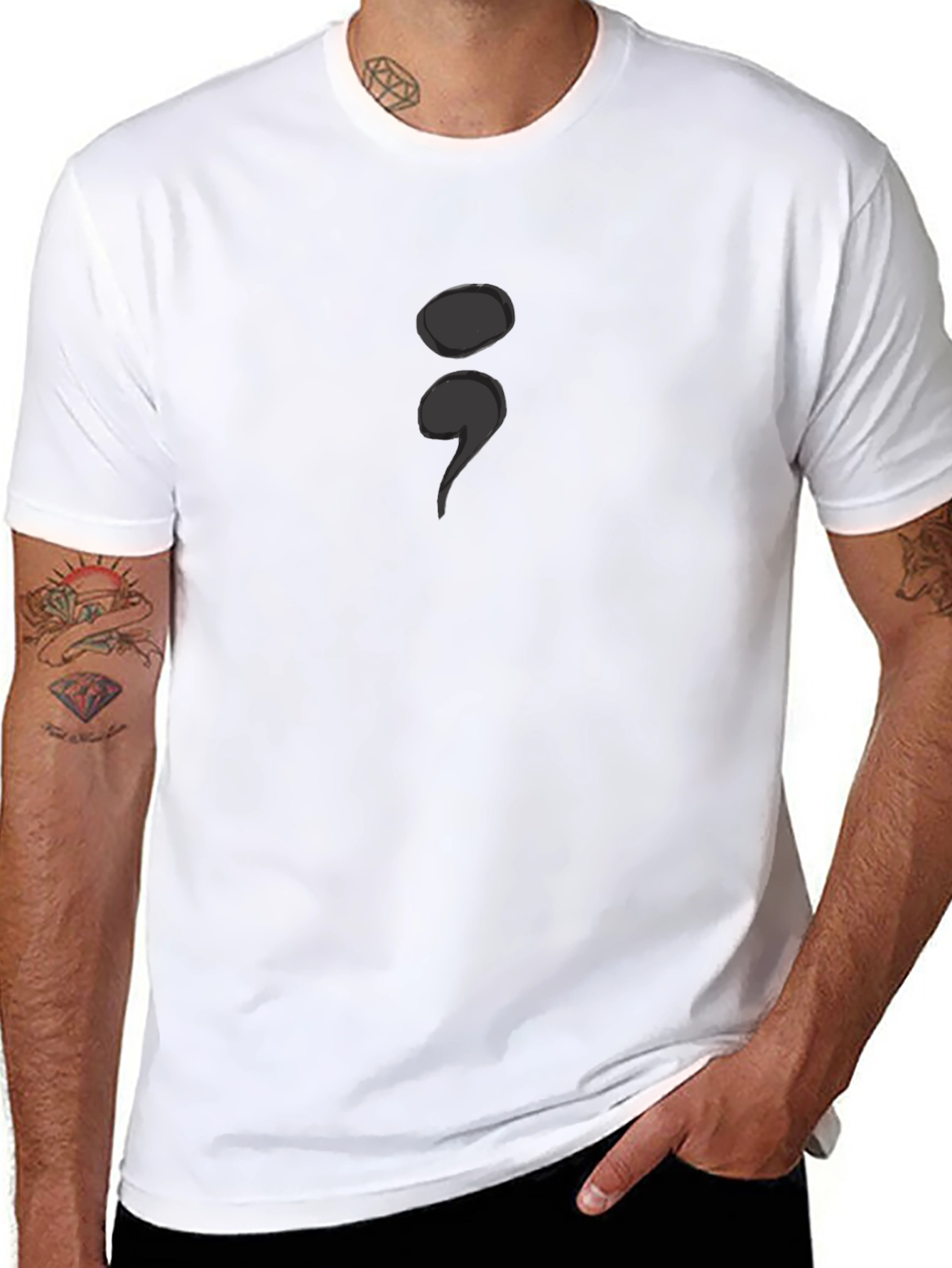 Black Semicolon Graphic Tee - A Symbol of Strength