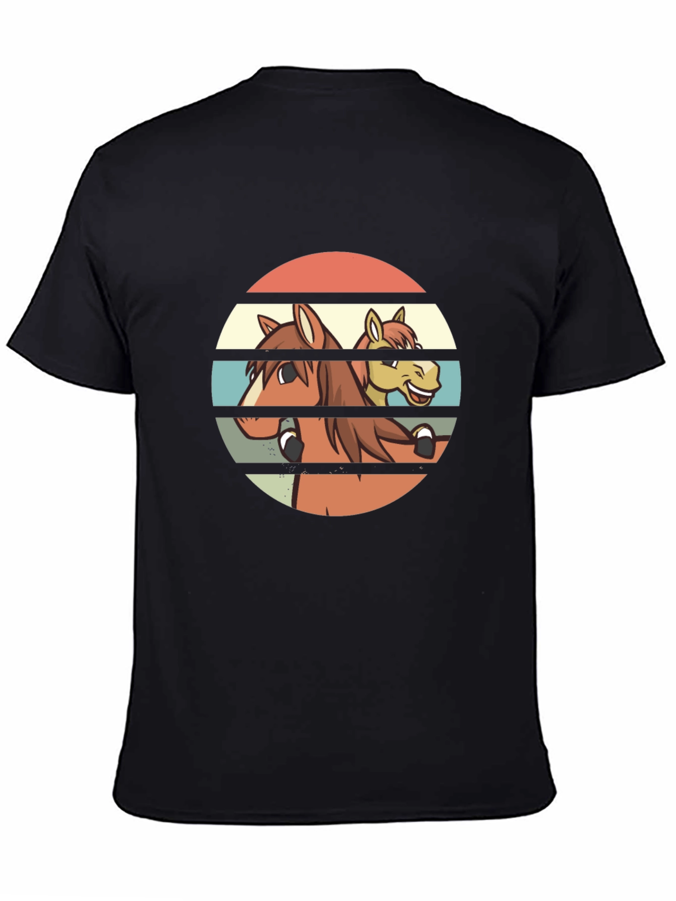 Retro Horse T-Shirt - Two Horses Smiling Graphic Tee