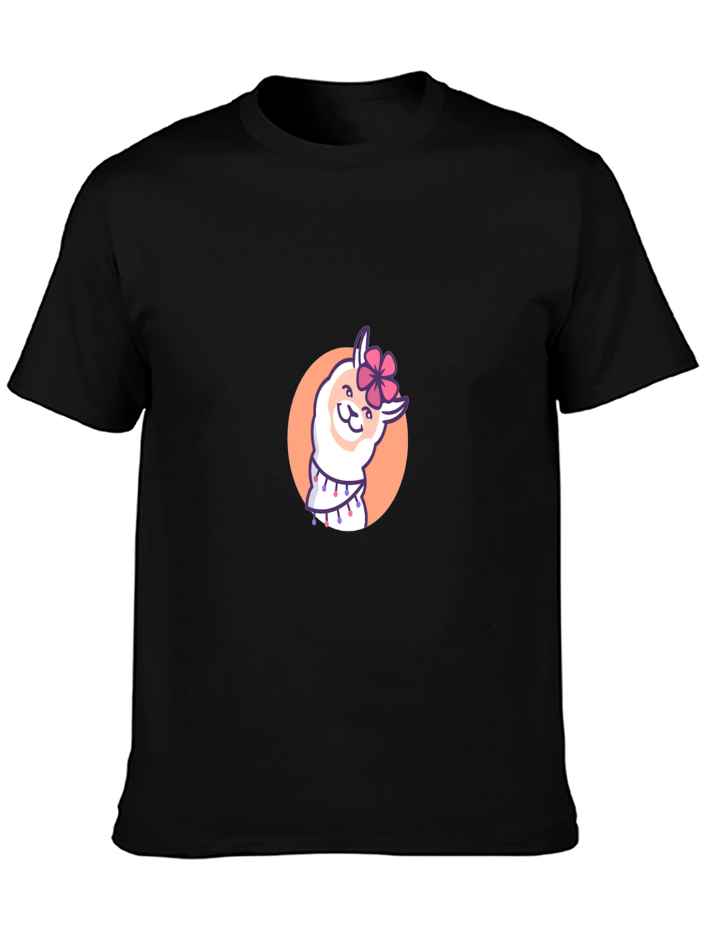Cute Llama Graphic T-Shirt - Black