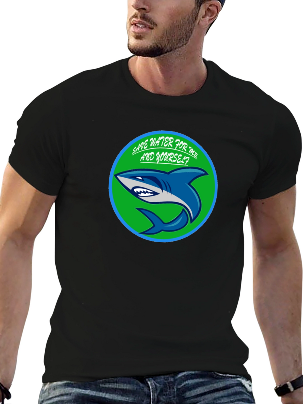 Save Water Shark Graphic T-Shirt - Eco-Friendly Design