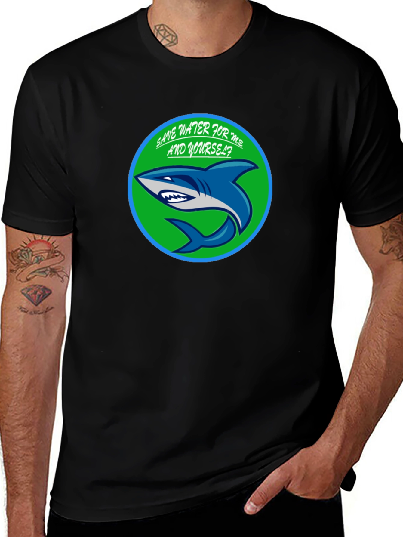 Save Water Shark Graphic T-Shirt - Eco-Friendly Design
