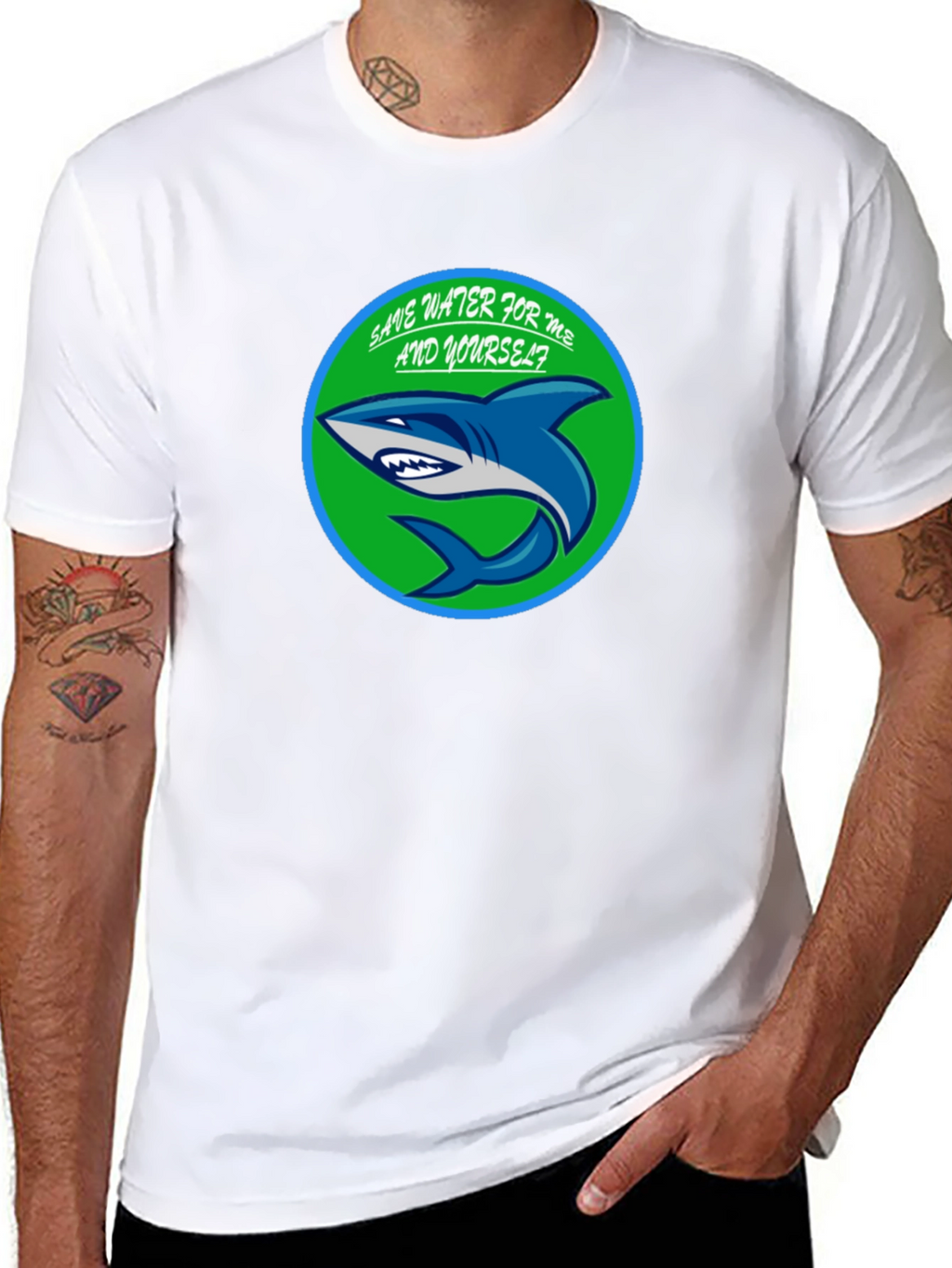 Save Water Shark Graphic T-Shirt - Eco-Friendly Design