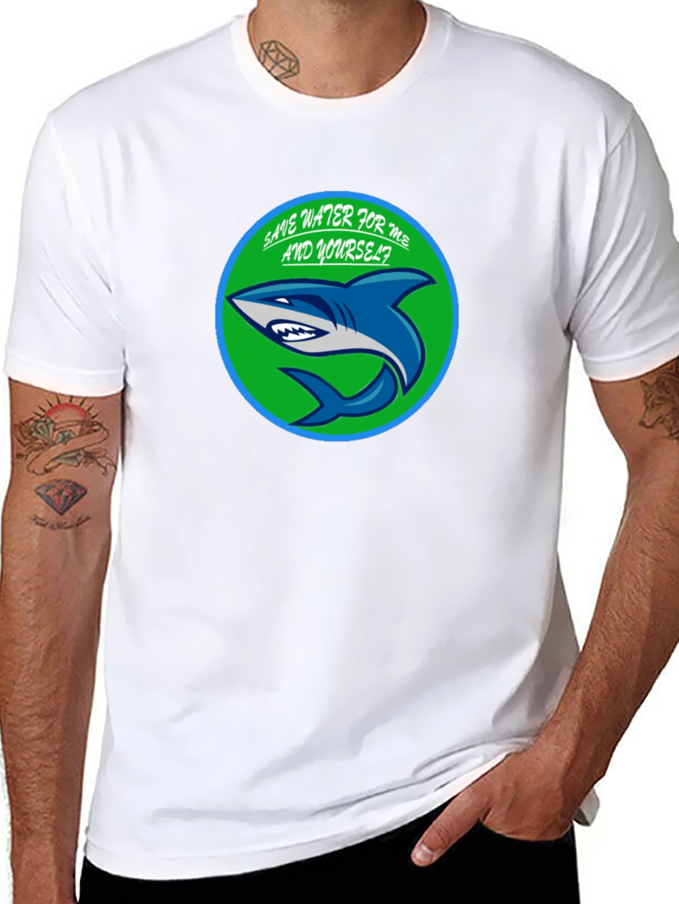 Save Water Shark Graphic T-Shirt - Eco-Friendly Design