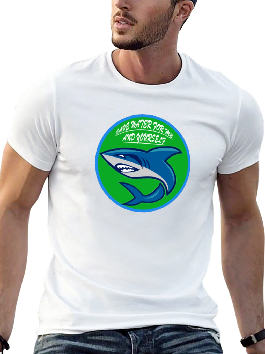 Save Water Shark Graphic T-Shirt - Eco-Friendly Design
