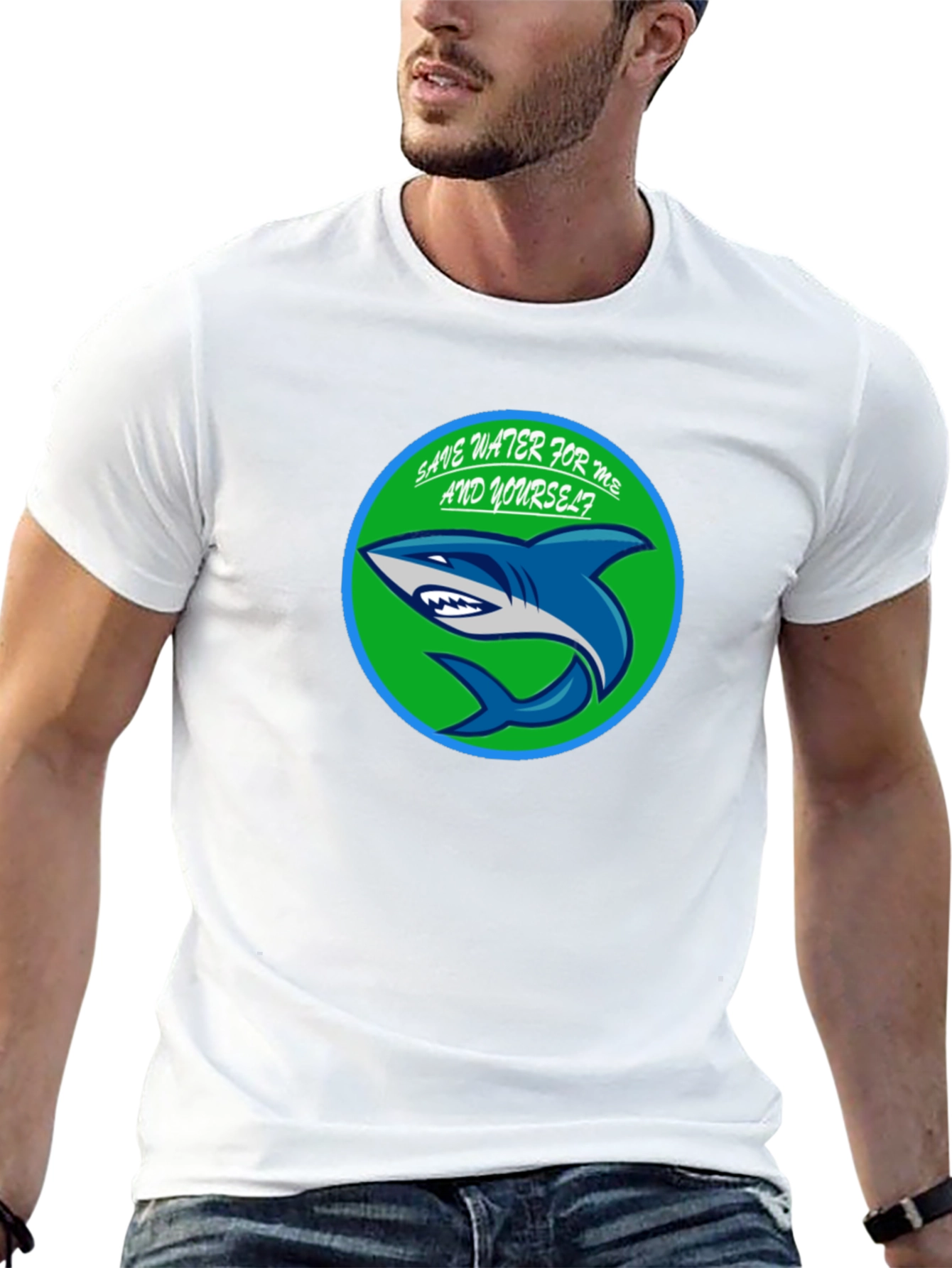 Save Water Shark Graphic T-Shirt - Eco-Friendly Design