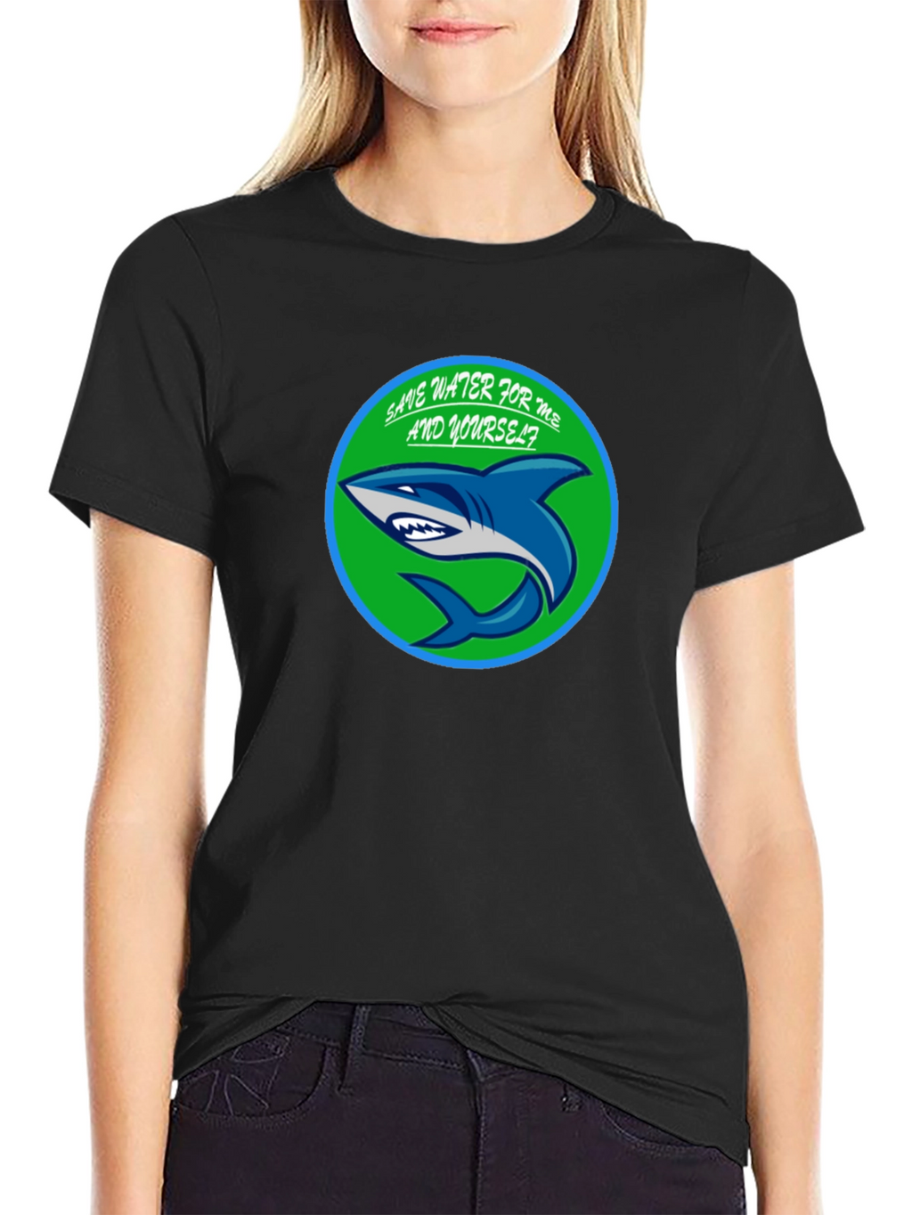 Save Water Shark Graphic T-Shirt - Eco-Friendly Design