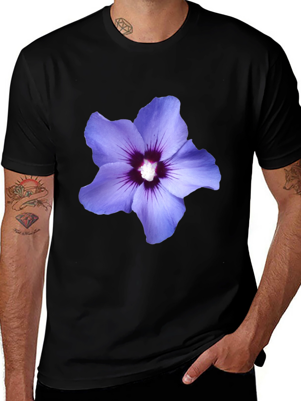 Floral Print Black T-Shirt - Mens Casual Style
